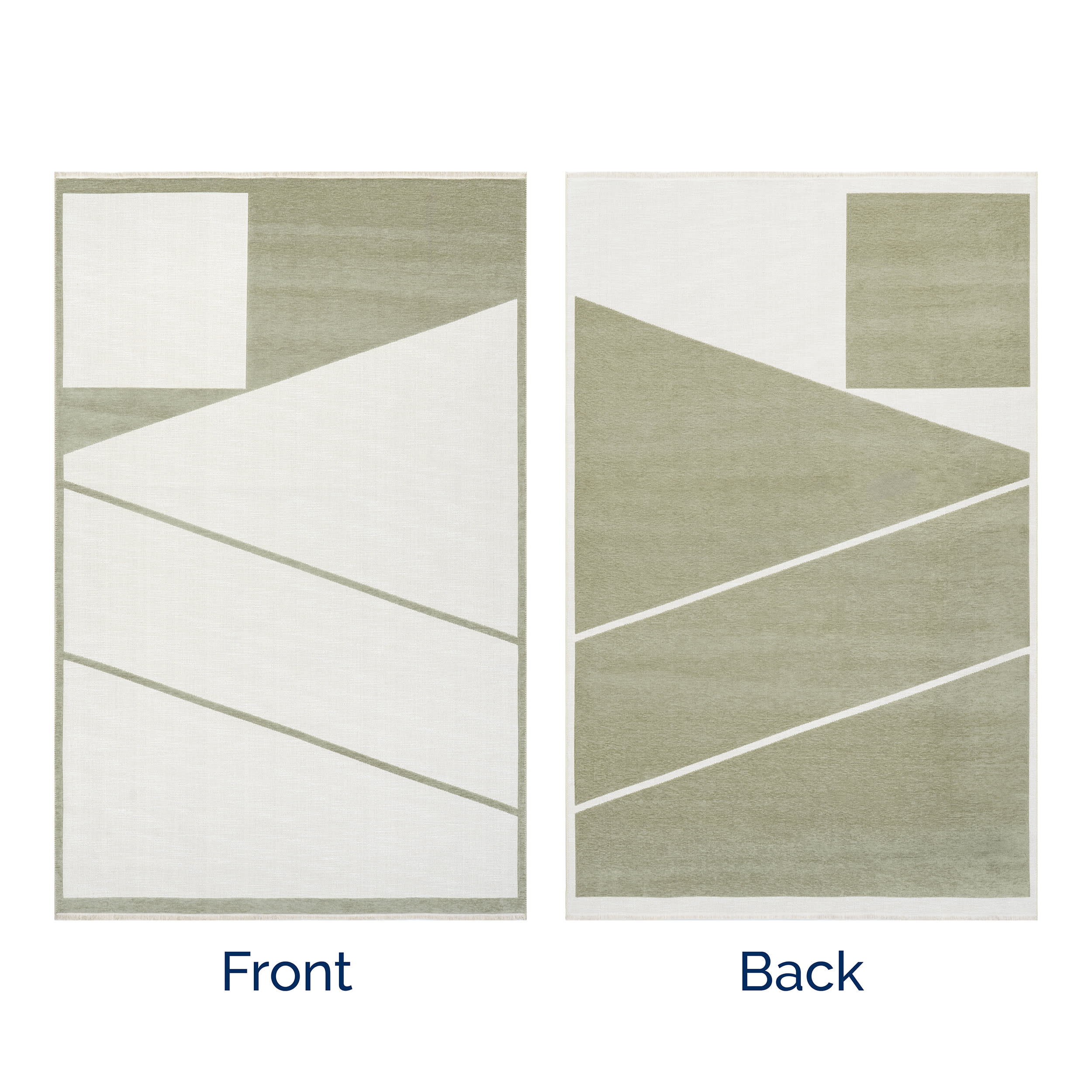 Katherine Geometric Fringed Reversible Washable Rug | Green - Image 11