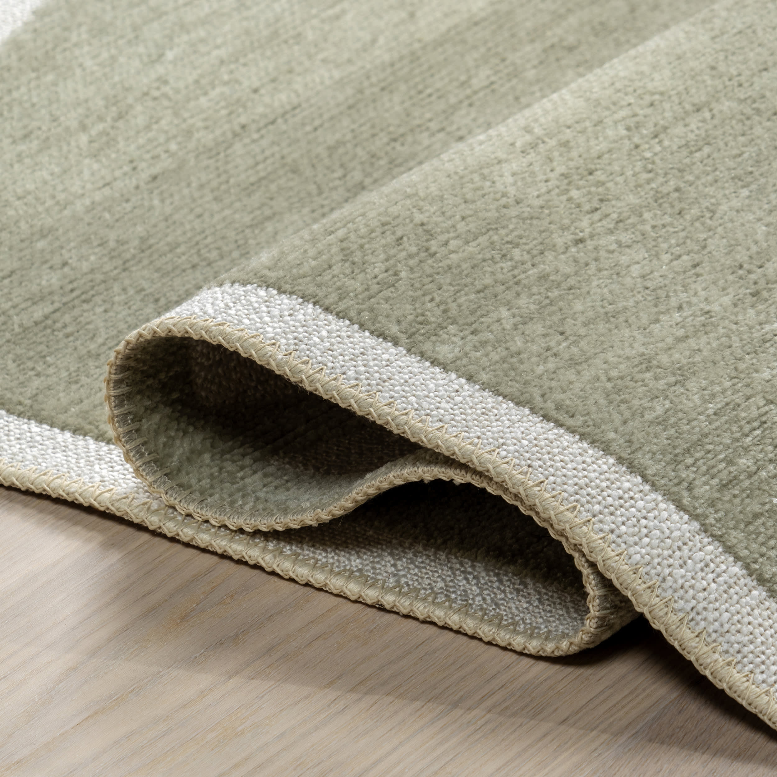 Katherine Geometric Fringed Reversible Washable Rug | Green - Image 12