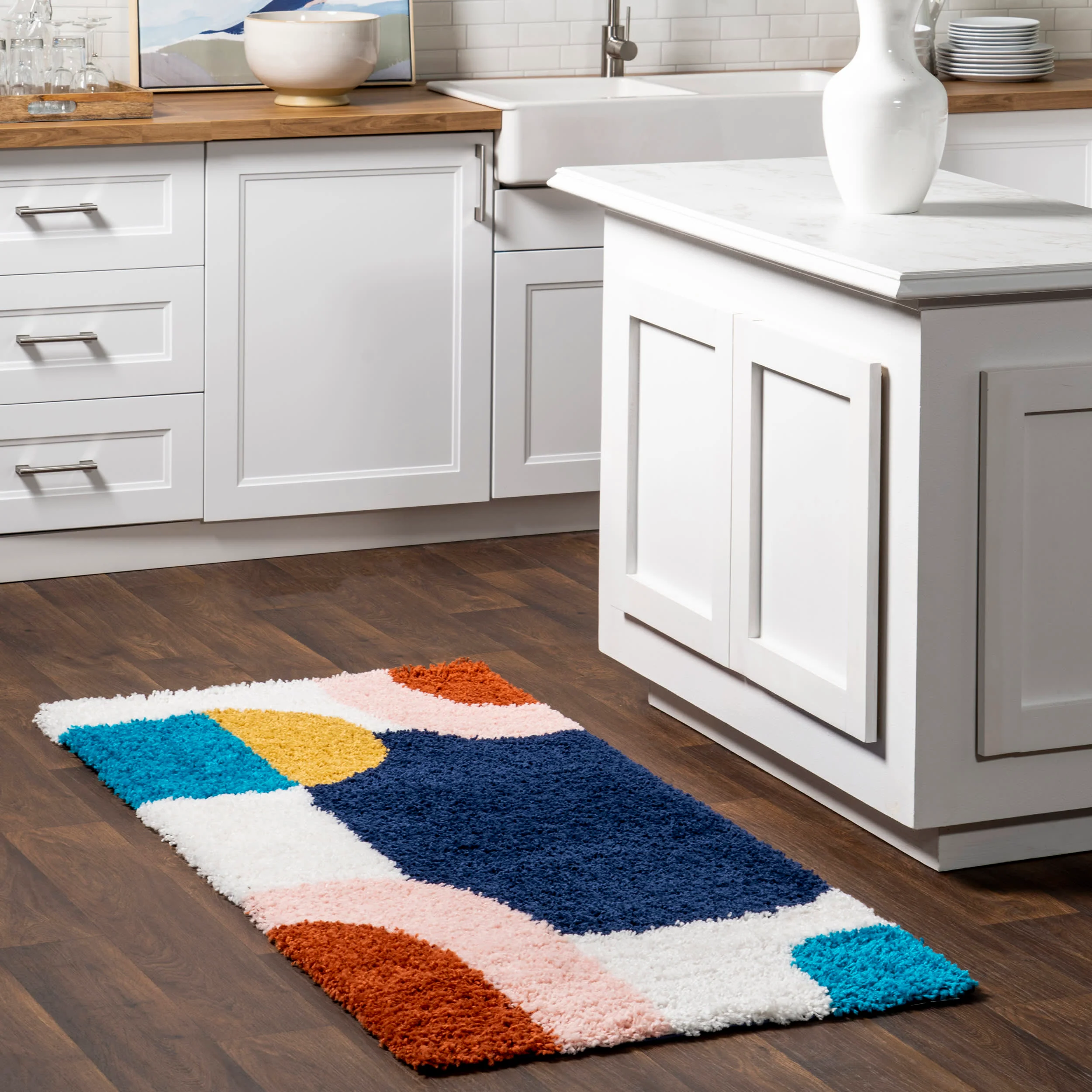 Kathyrn Shag Shapes Rug | Blue - Image 2