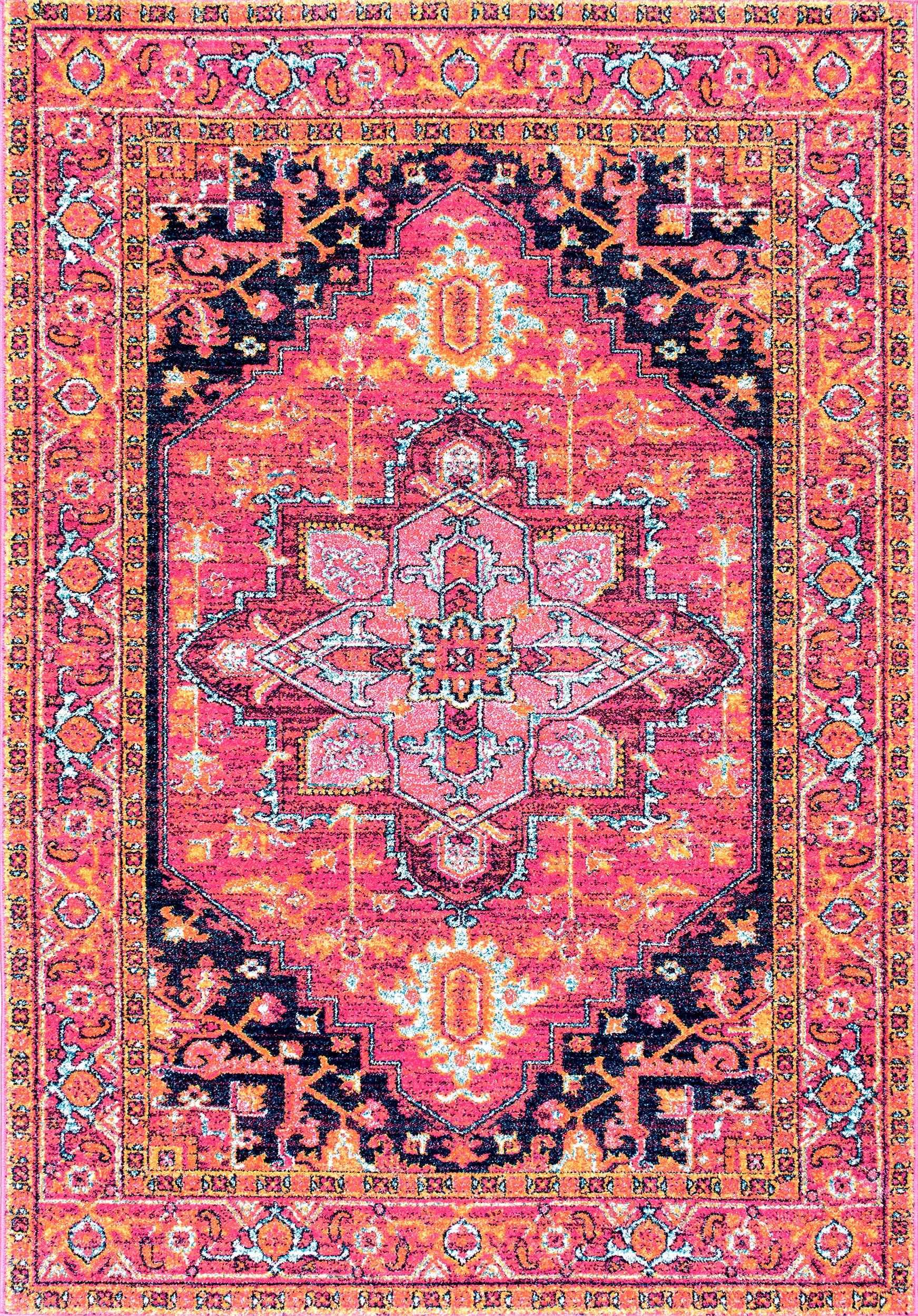 Katrina Blooming Rosette Rug | Hot Pink