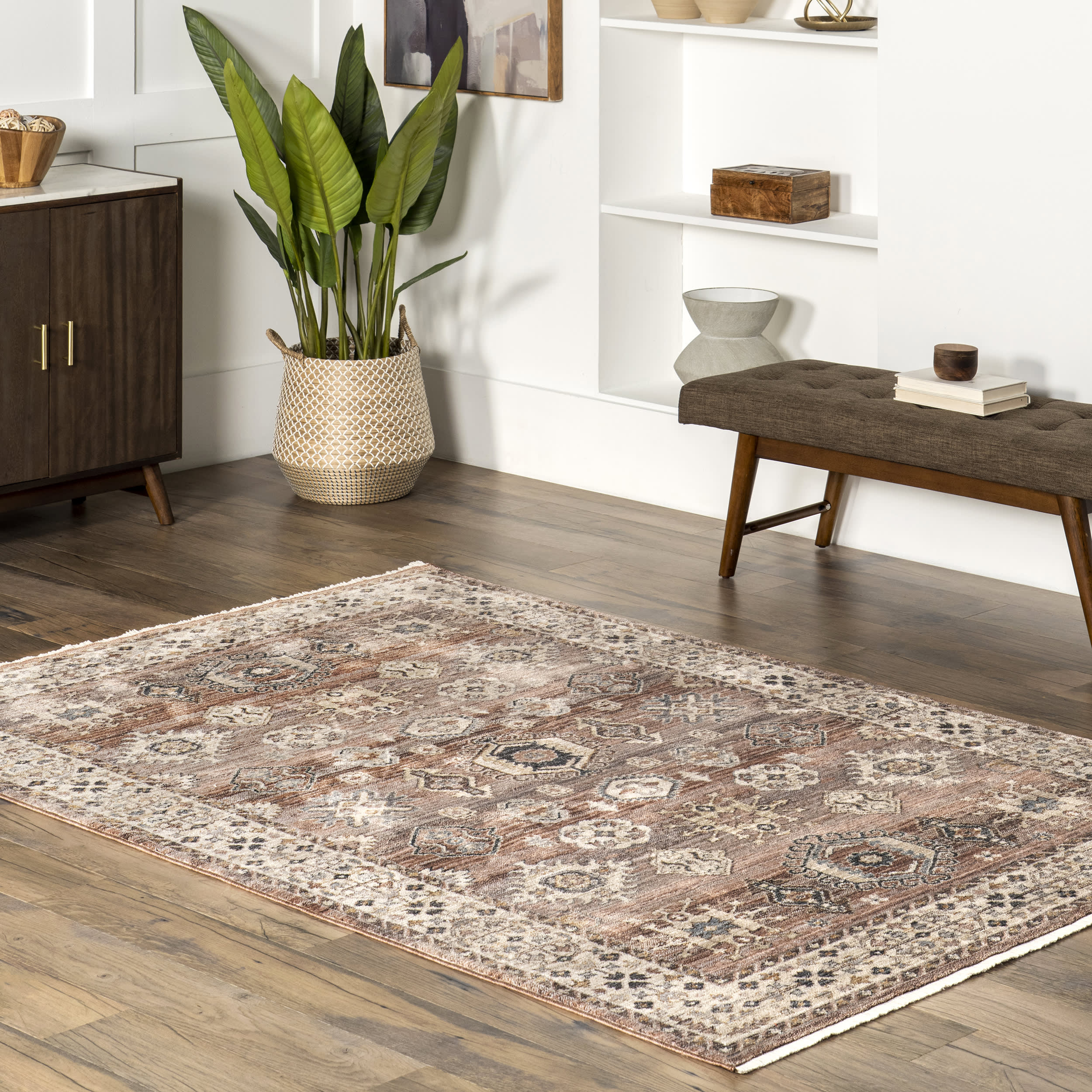 Kaylin Distressed Medallion Rug | Rust - Image 2
