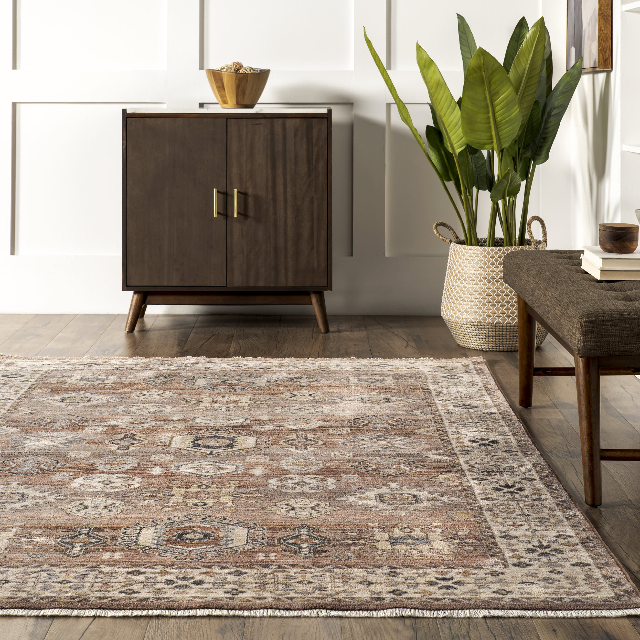 Kaylin Distressed Medallion Rug | Rust - Image 4