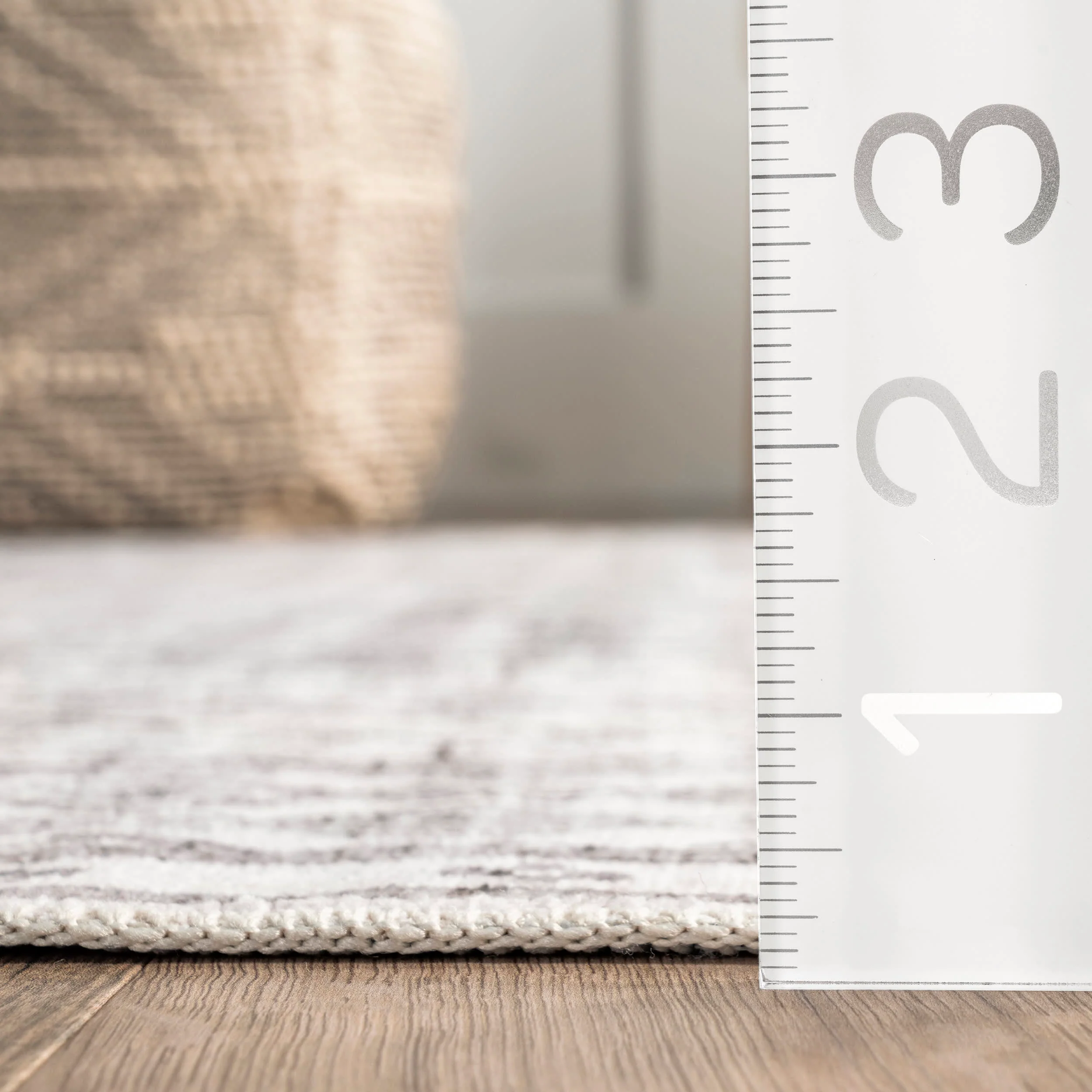 Kehlani Distressed Diamond Washable Rug | Light Grey - Image 5