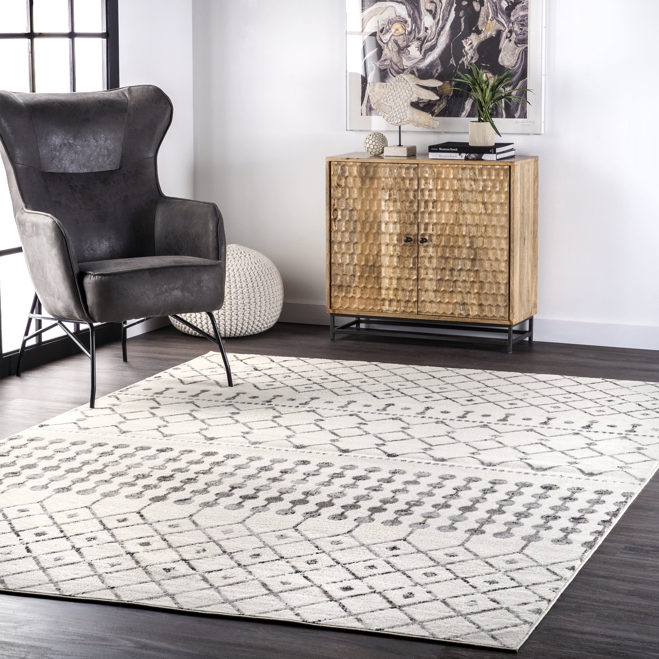 Kendyll Modern Trellis Rug | Grey - Image 2