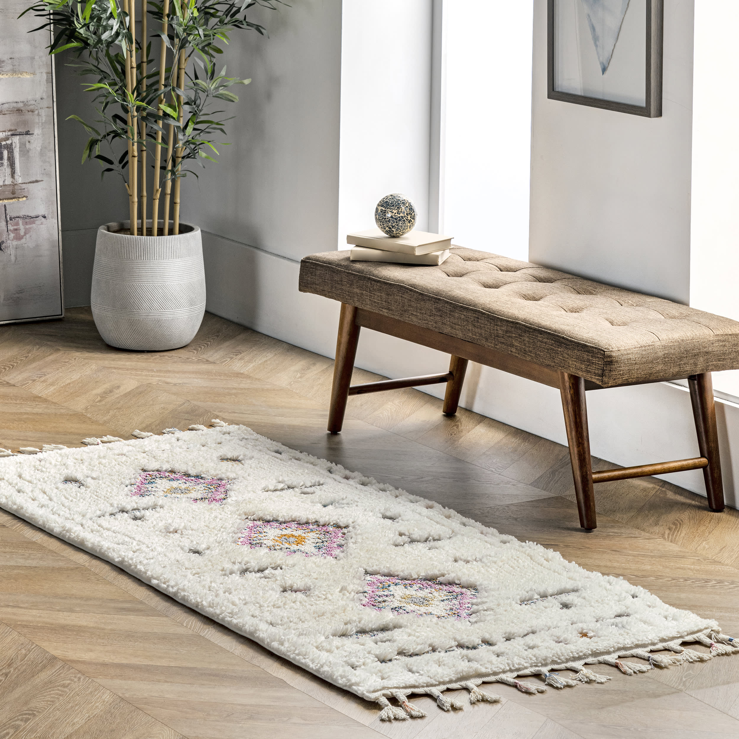Kenzie Carved Shag Rug | Off White - Image 2