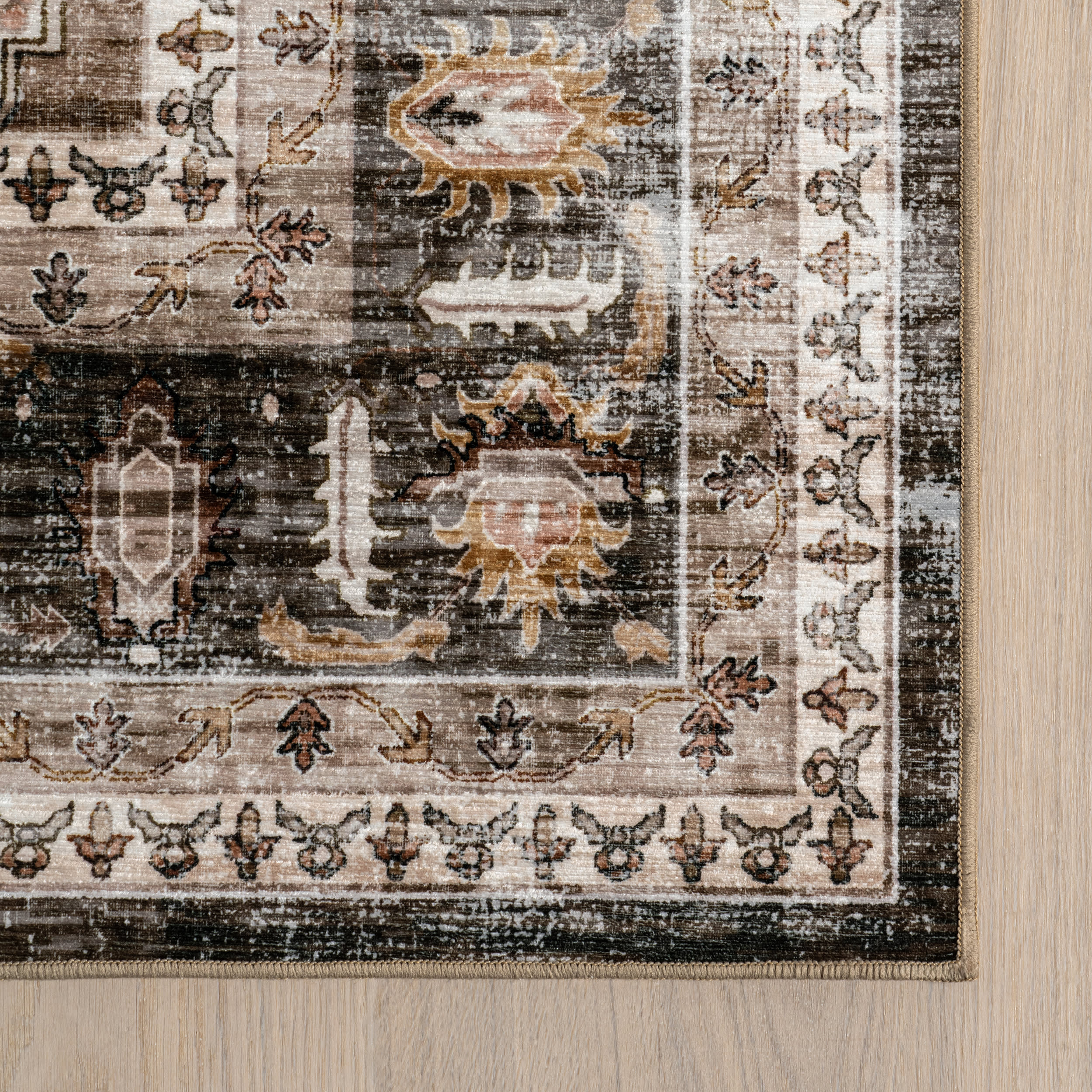 Keyara Spill Proof Washable Rug | Dark Brown - Image 4