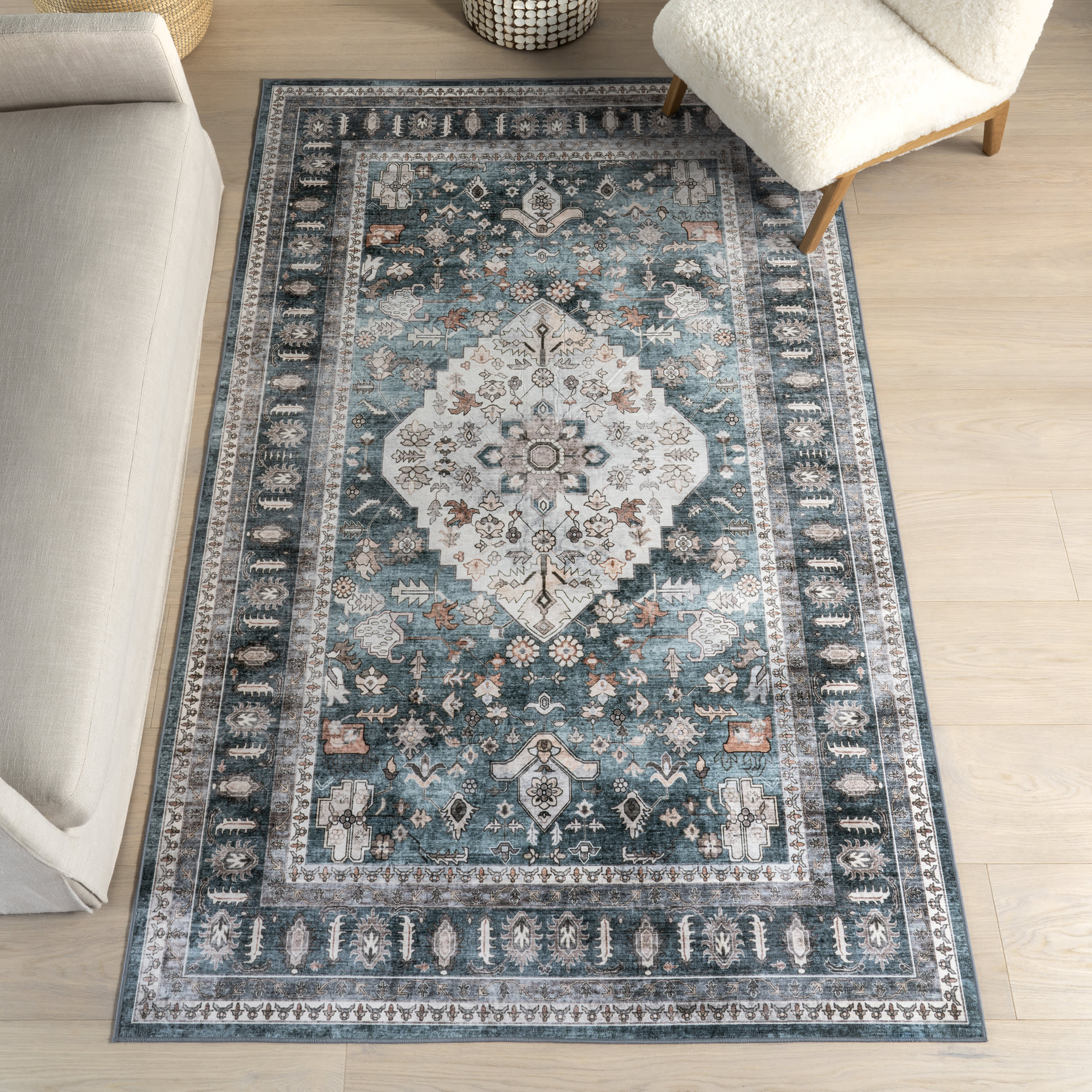 Keyara Spill Proof Washable Rug | Green - Image 2
