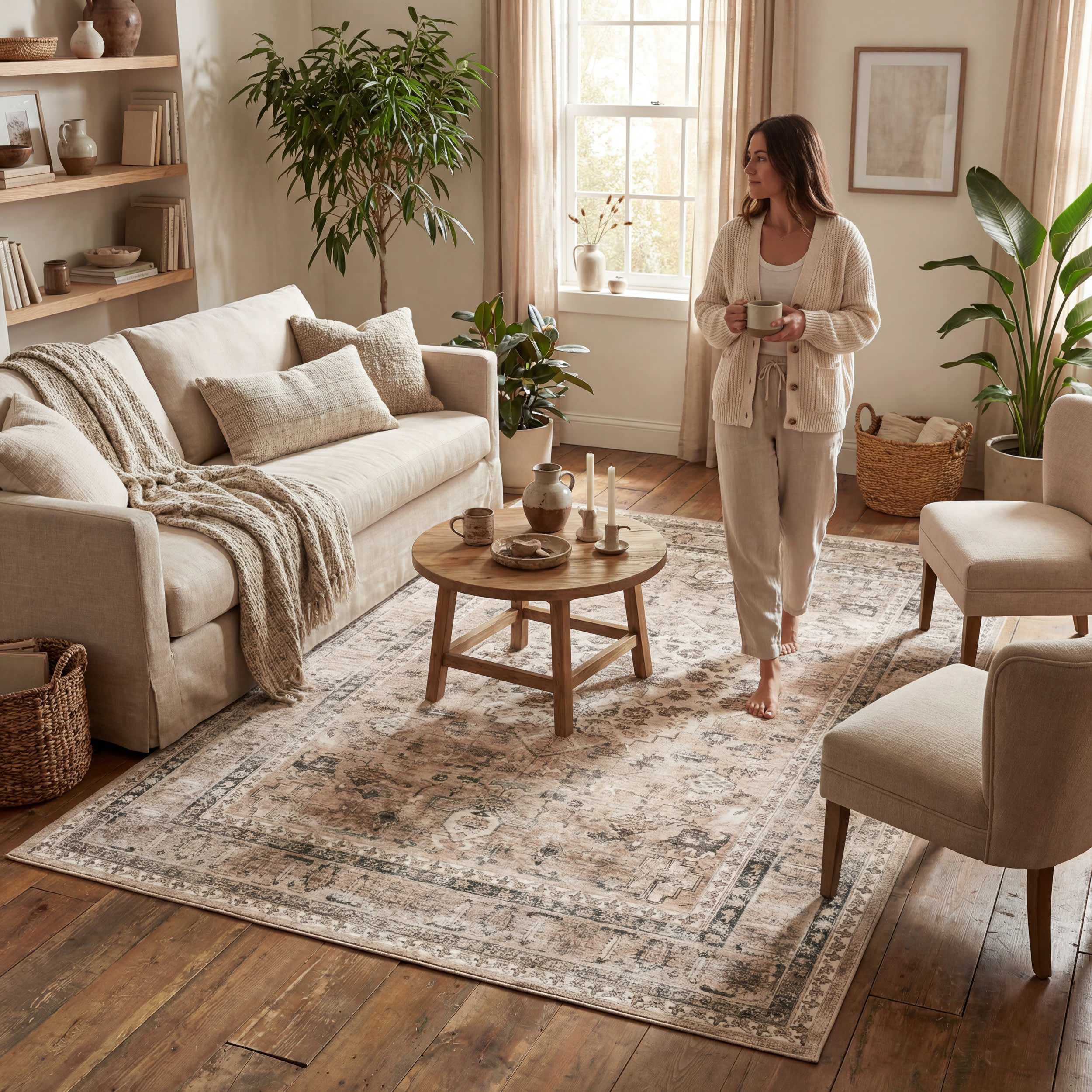 Keyara Spill Proof Washable Rug | Stone - Image 8