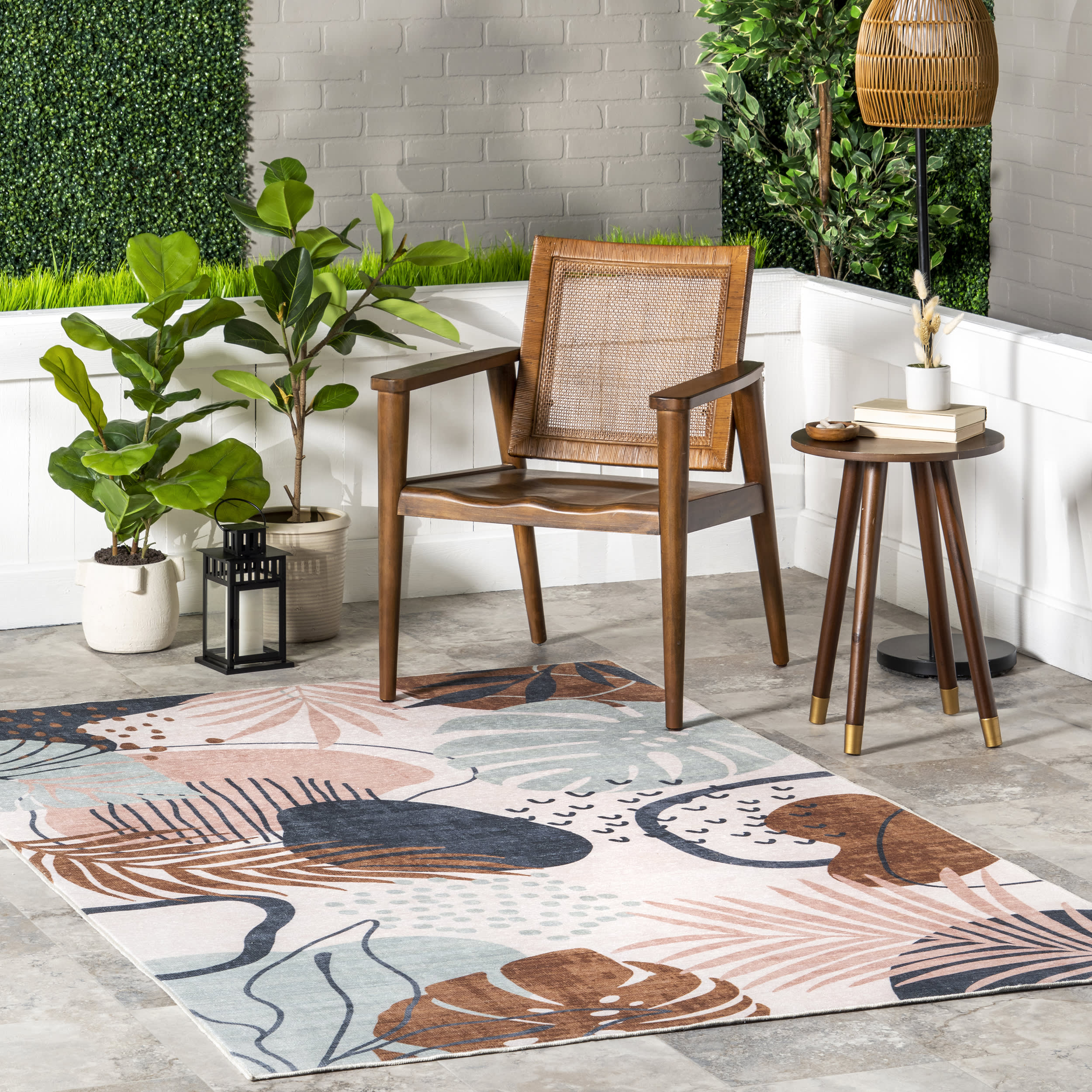 Keyla Palm Washable Indoor/Outdoor Rug | Multicolor - Image 2