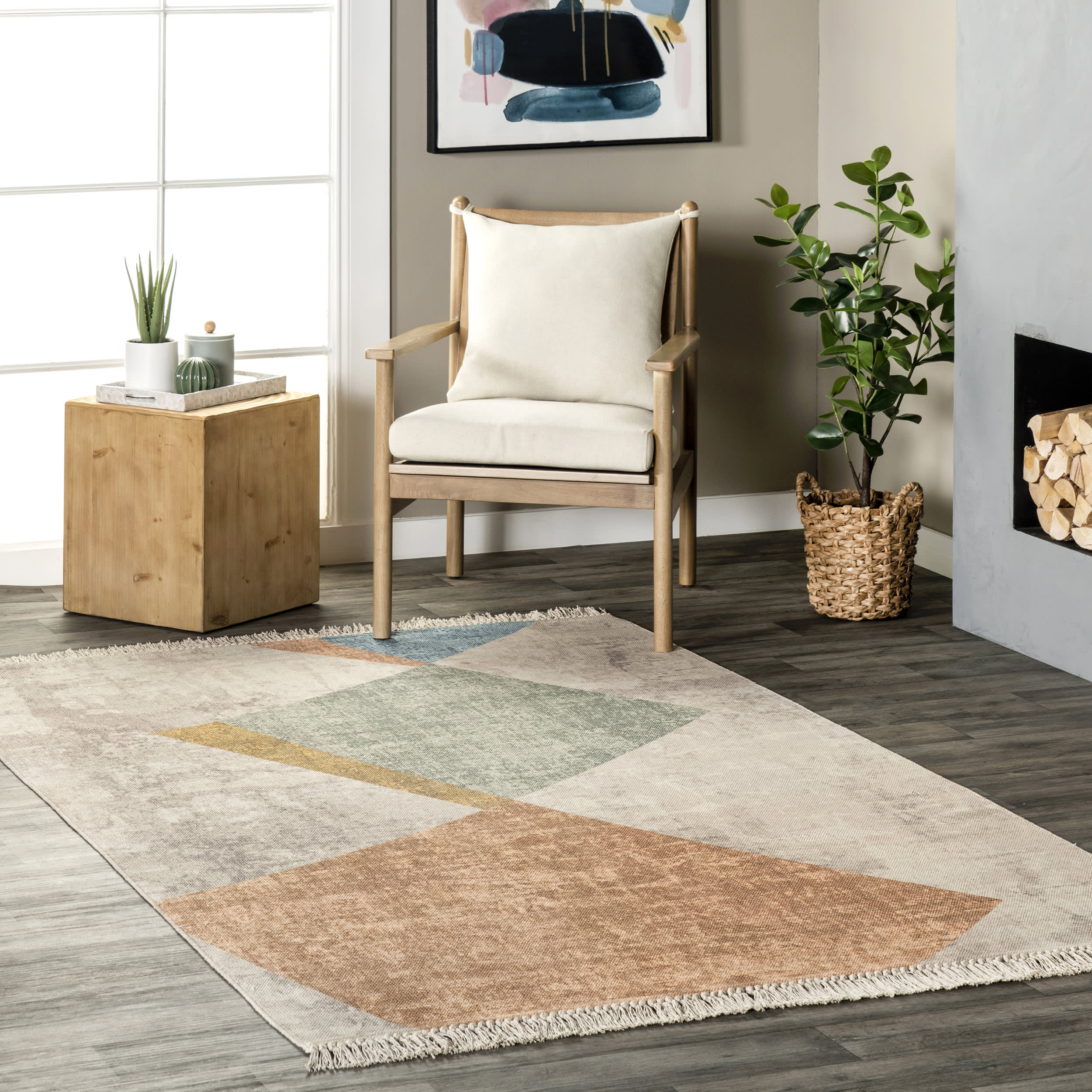 Kiana Vintage Diamond Rug | Beige - Image 2