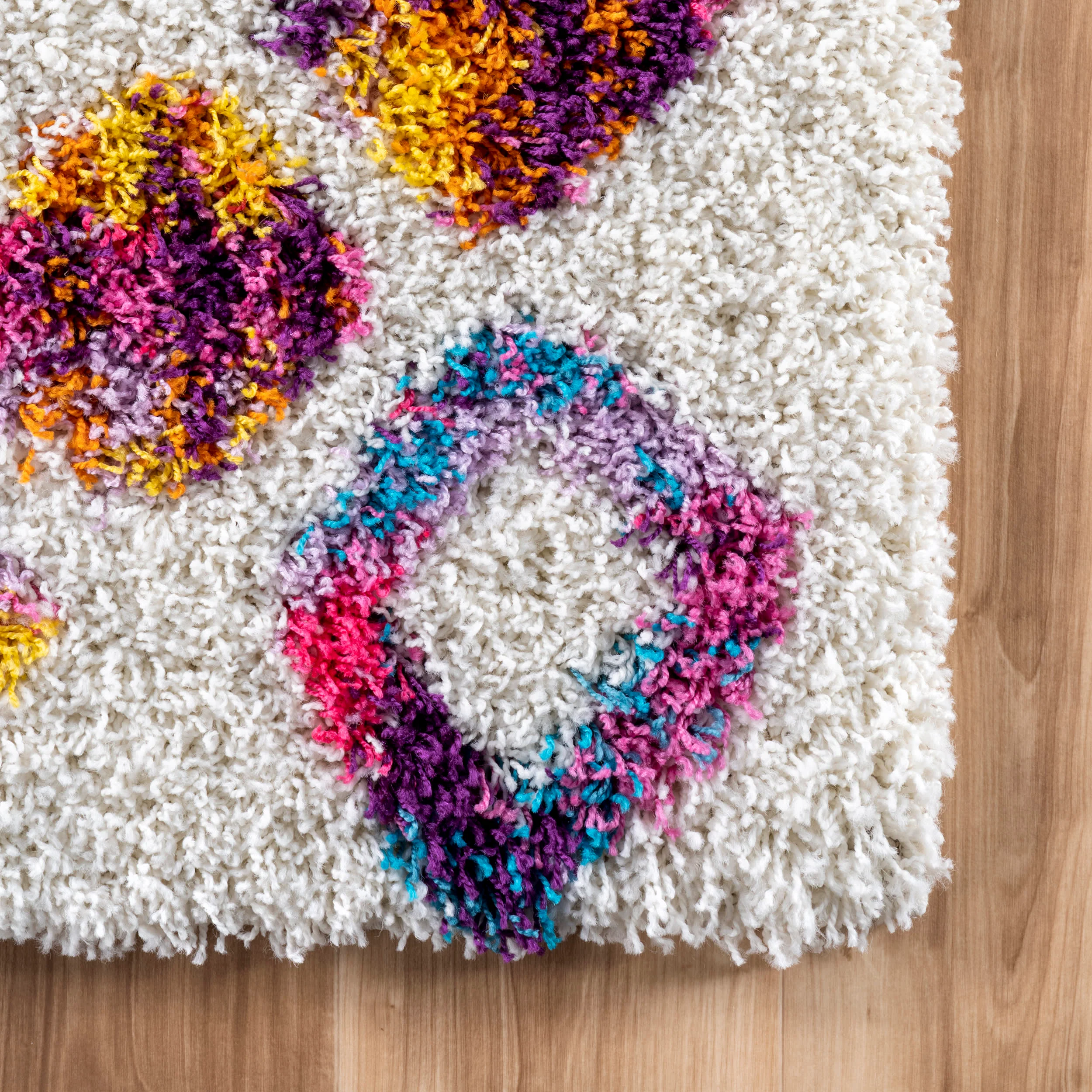 Kids Bohemian Diamond Trellis Shag Rug | Pink - Image 3