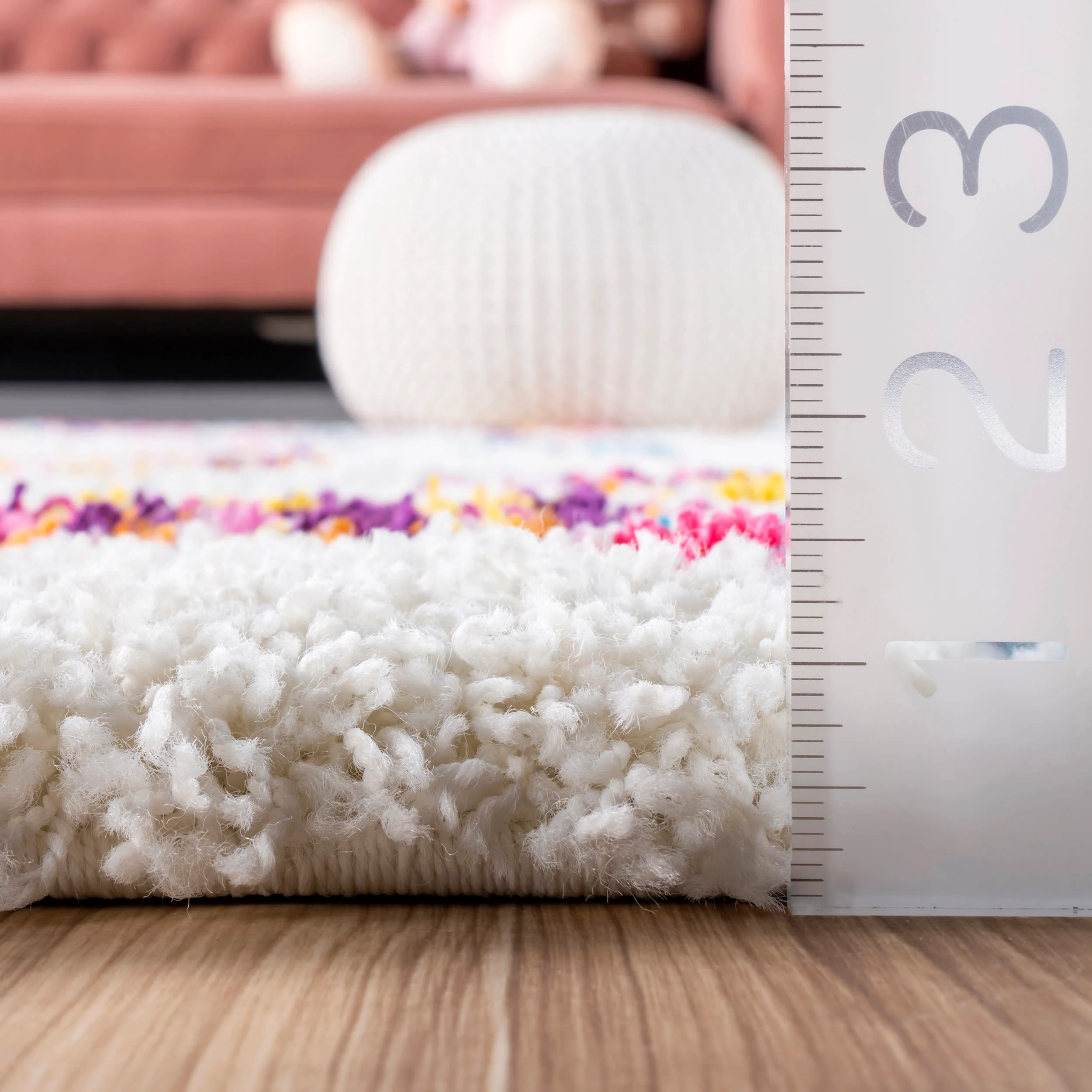 Kids Bohemian Diamond Trellis Shag Rug | Pink - Image 5