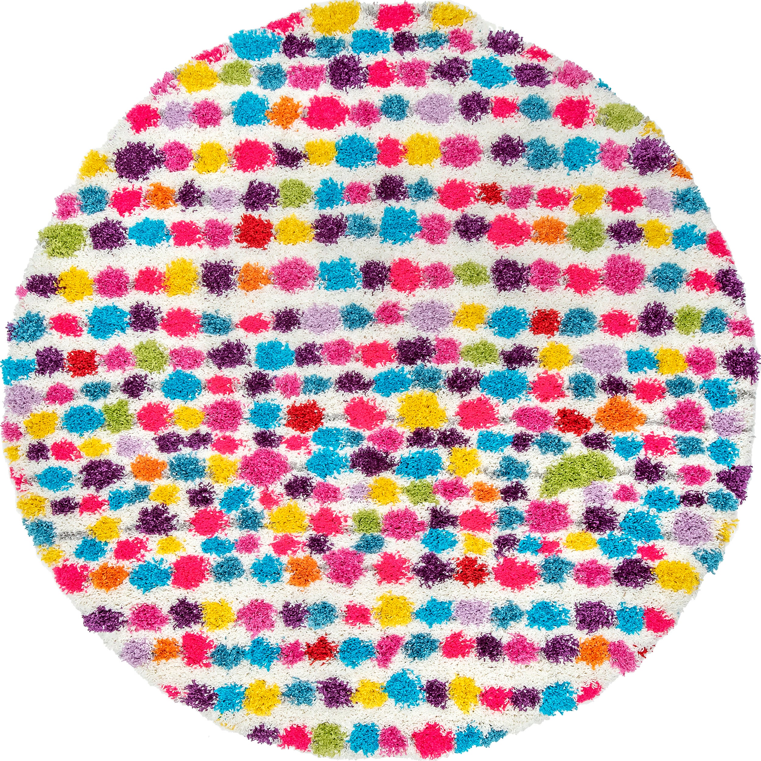 Kids Dotted Striped Shag Rug | Multicolor