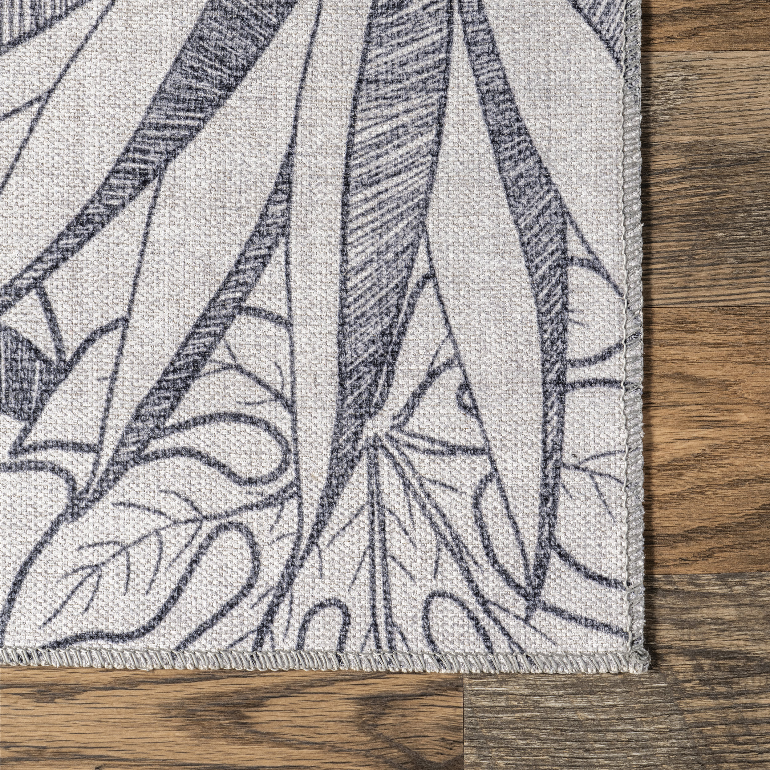 Kienna Reversible Tropical Washable Rug | Navy and Grey - Image 3