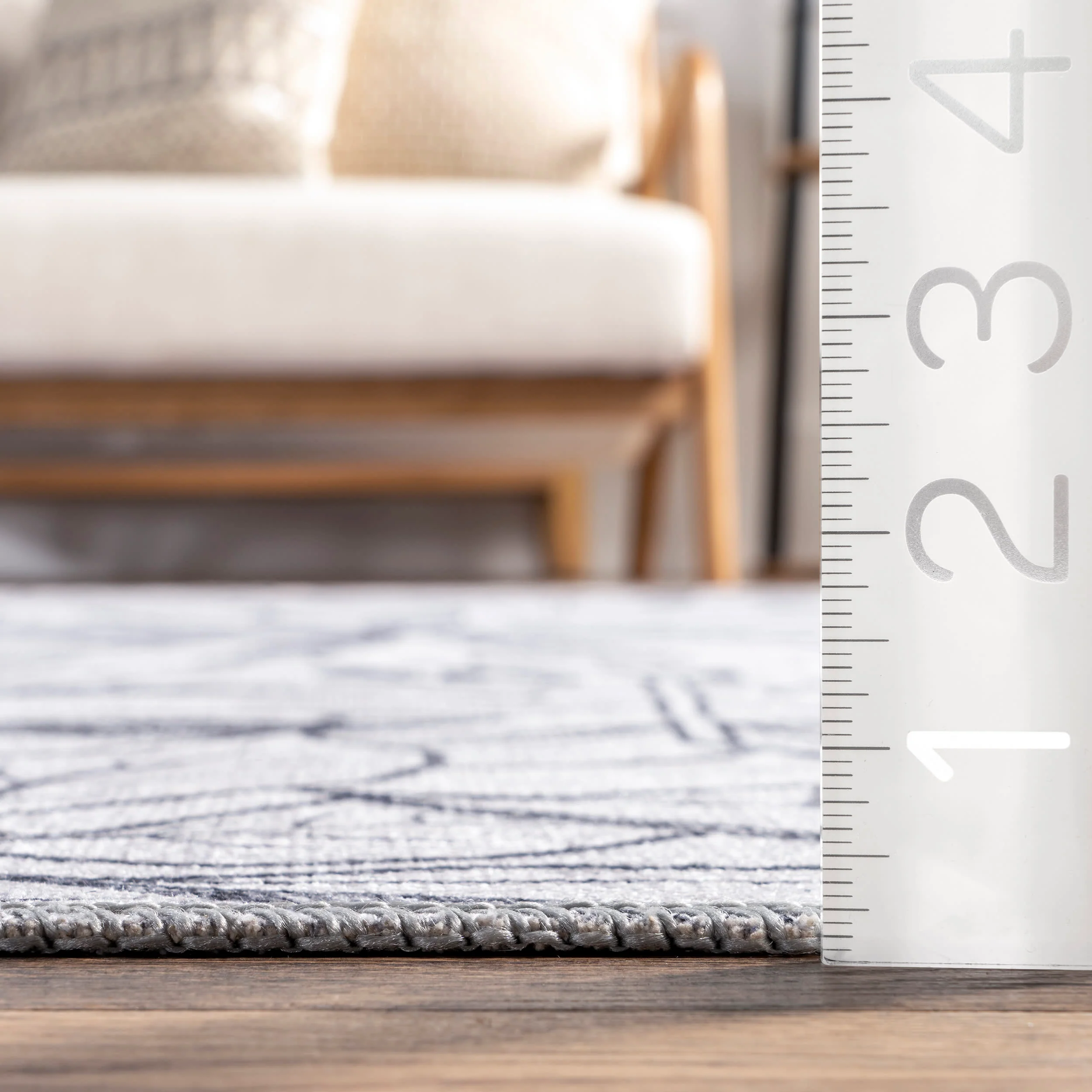 Kienna Reversible Tropical Washable Rug | Navy and Grey - Image 5