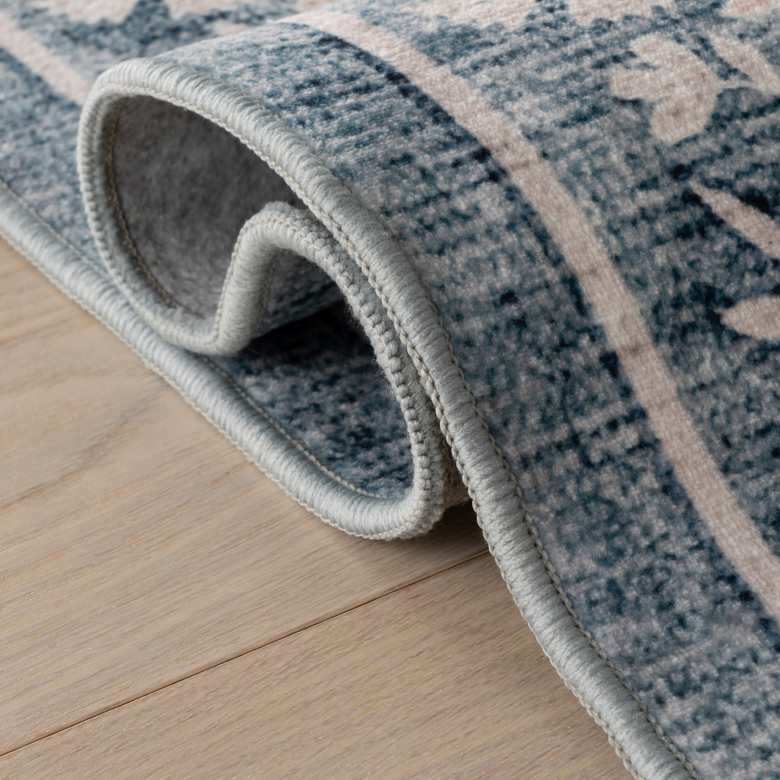 Kinice Traditional Floral Washable Rug | Dark Blue - Image 11