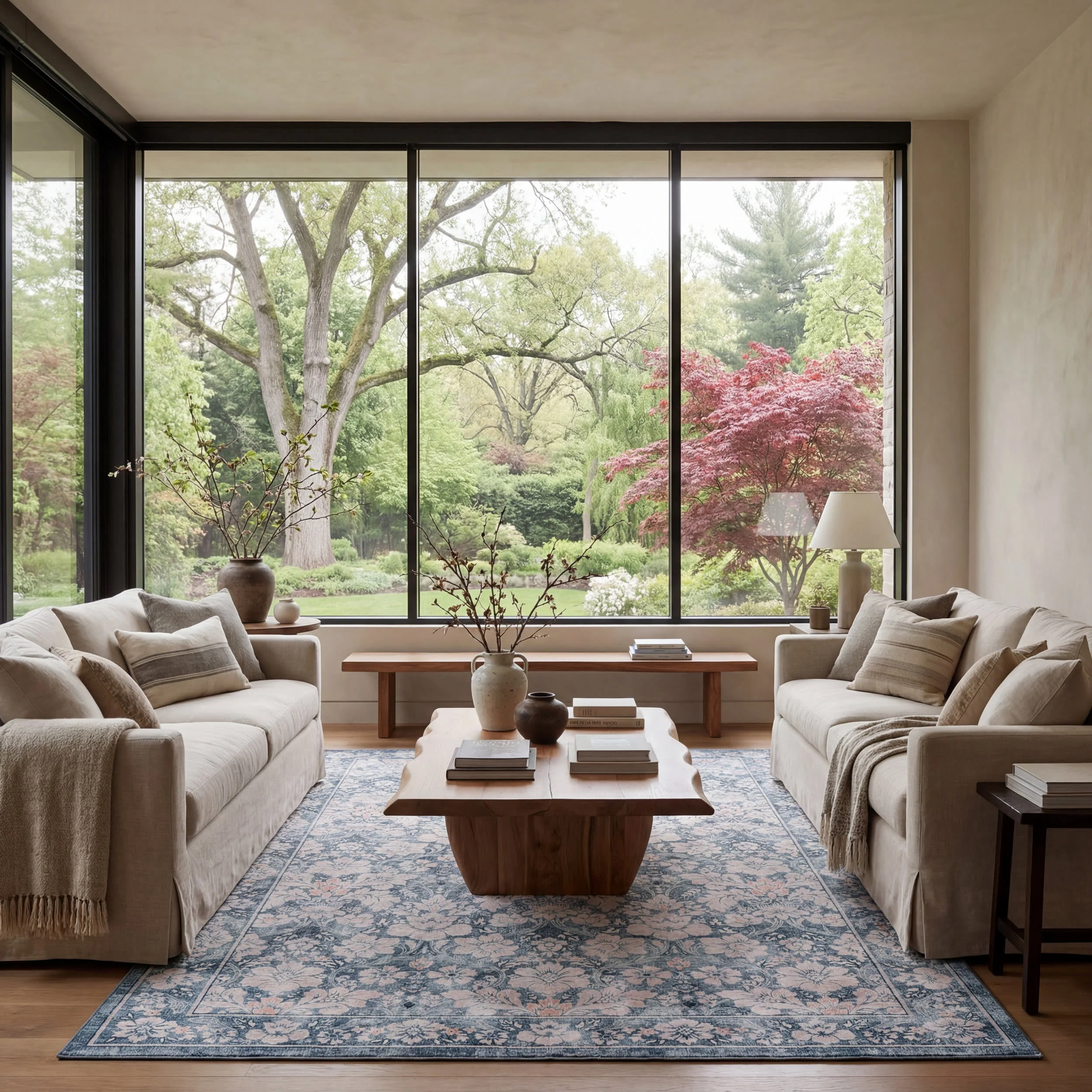 Kinice Traditional Floral Washable Rug | Dark Blue - Image 2