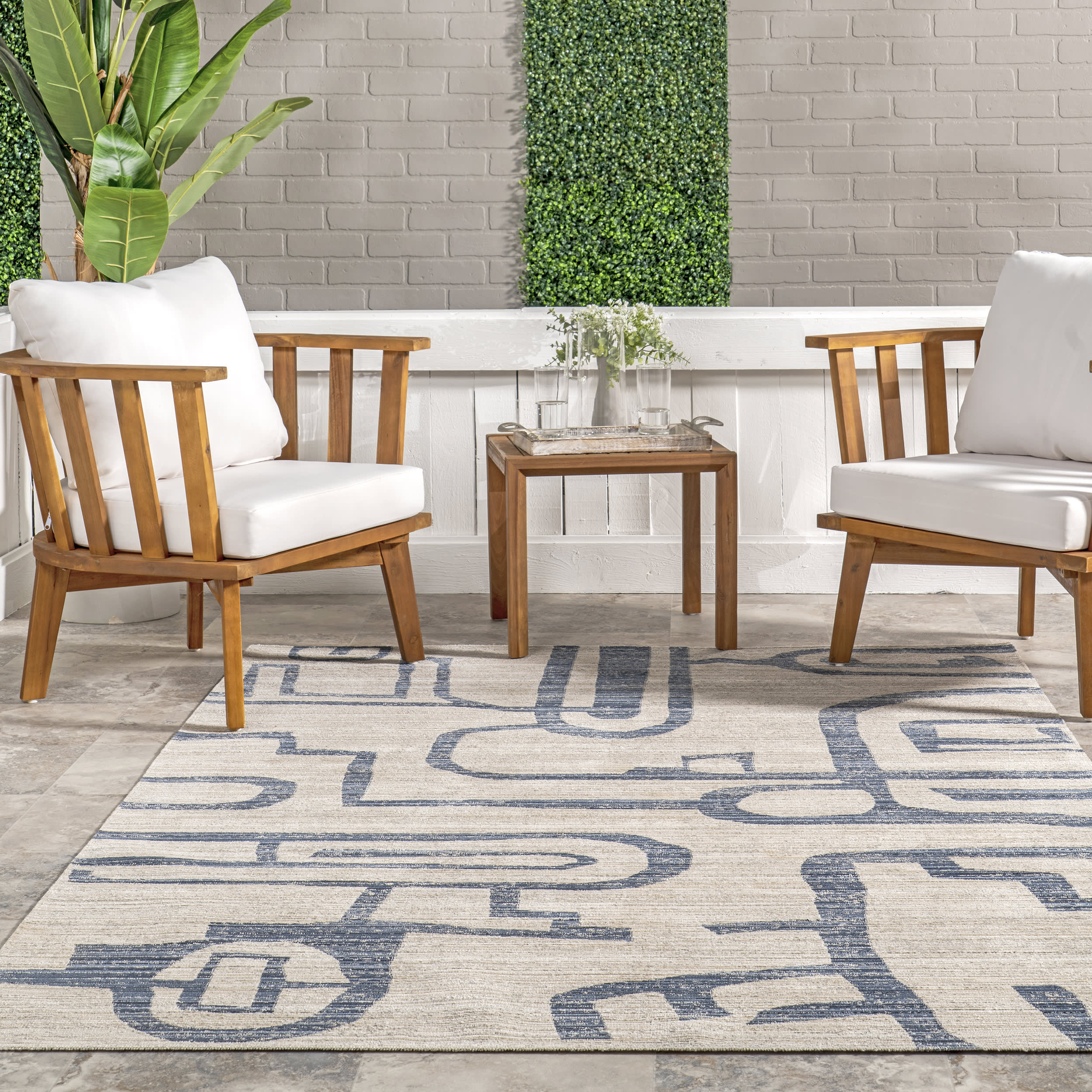 Kinley Modern Washable Indoor/Outdoor Rug | Navy - Image 4