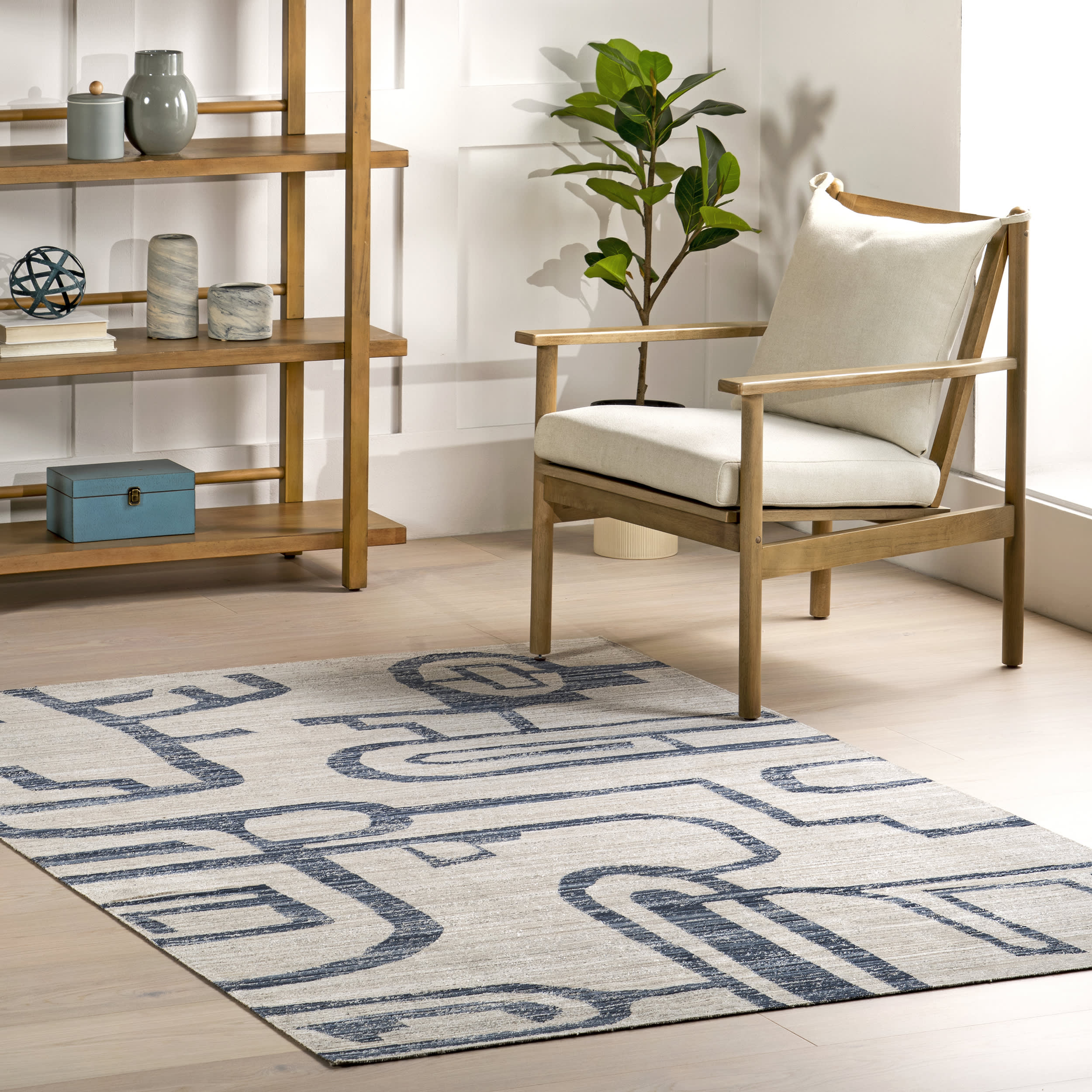 Kinley Modern Washable Indoor/Outdoor Rug | Navy - Image 8