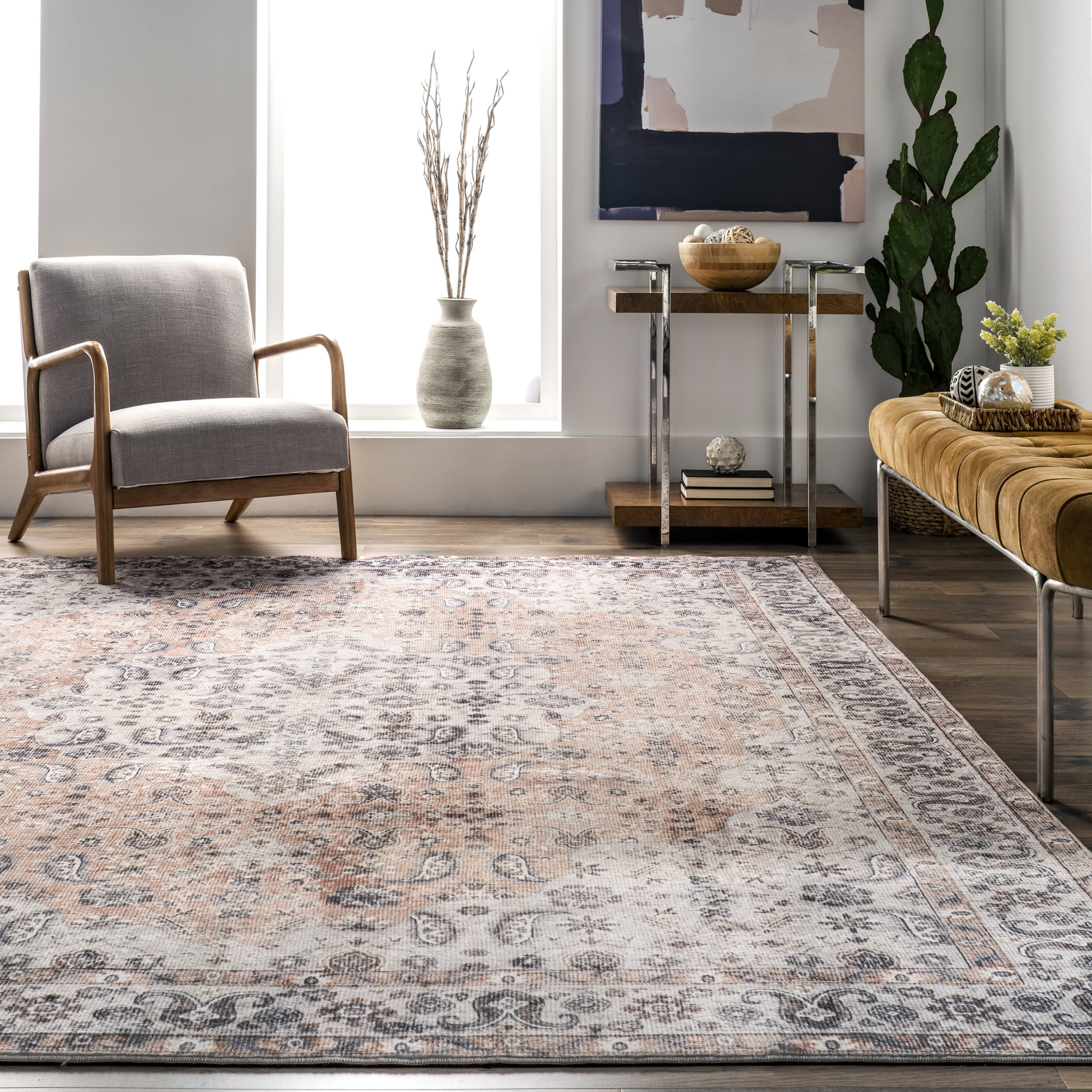 Kinsley Vintage Paisley Rug | Peach - Image 4