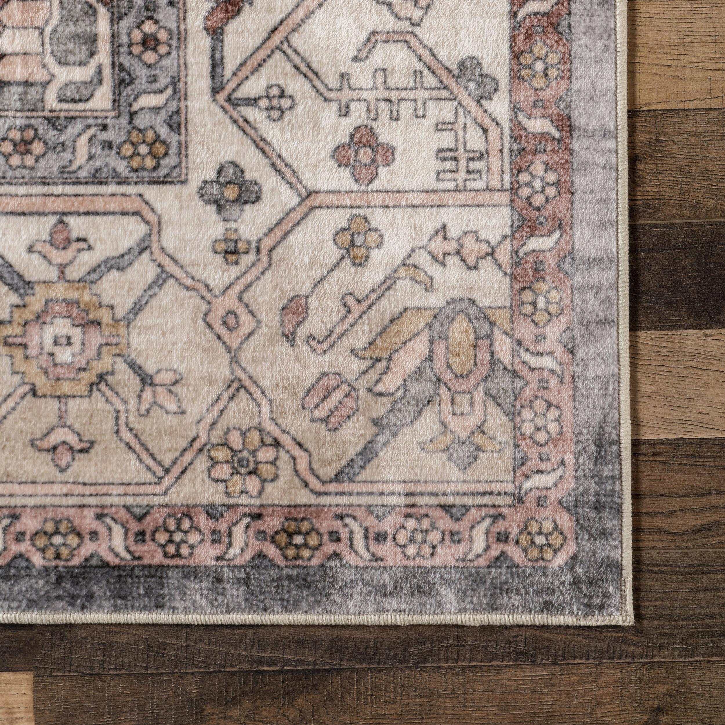 Kitura Medallion Washable Rug | Beige - Image 3