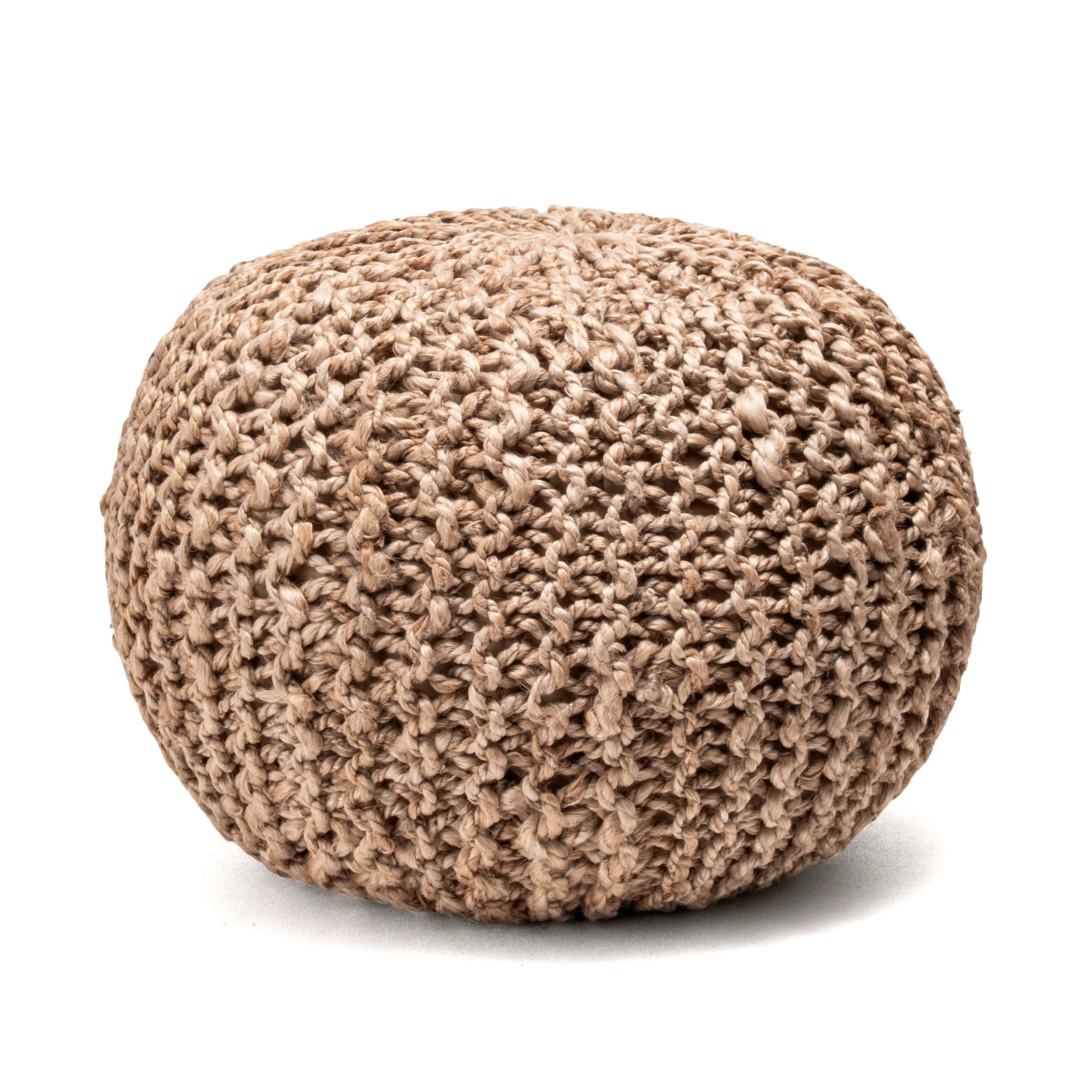 Knitted Jute Pouf | Natural