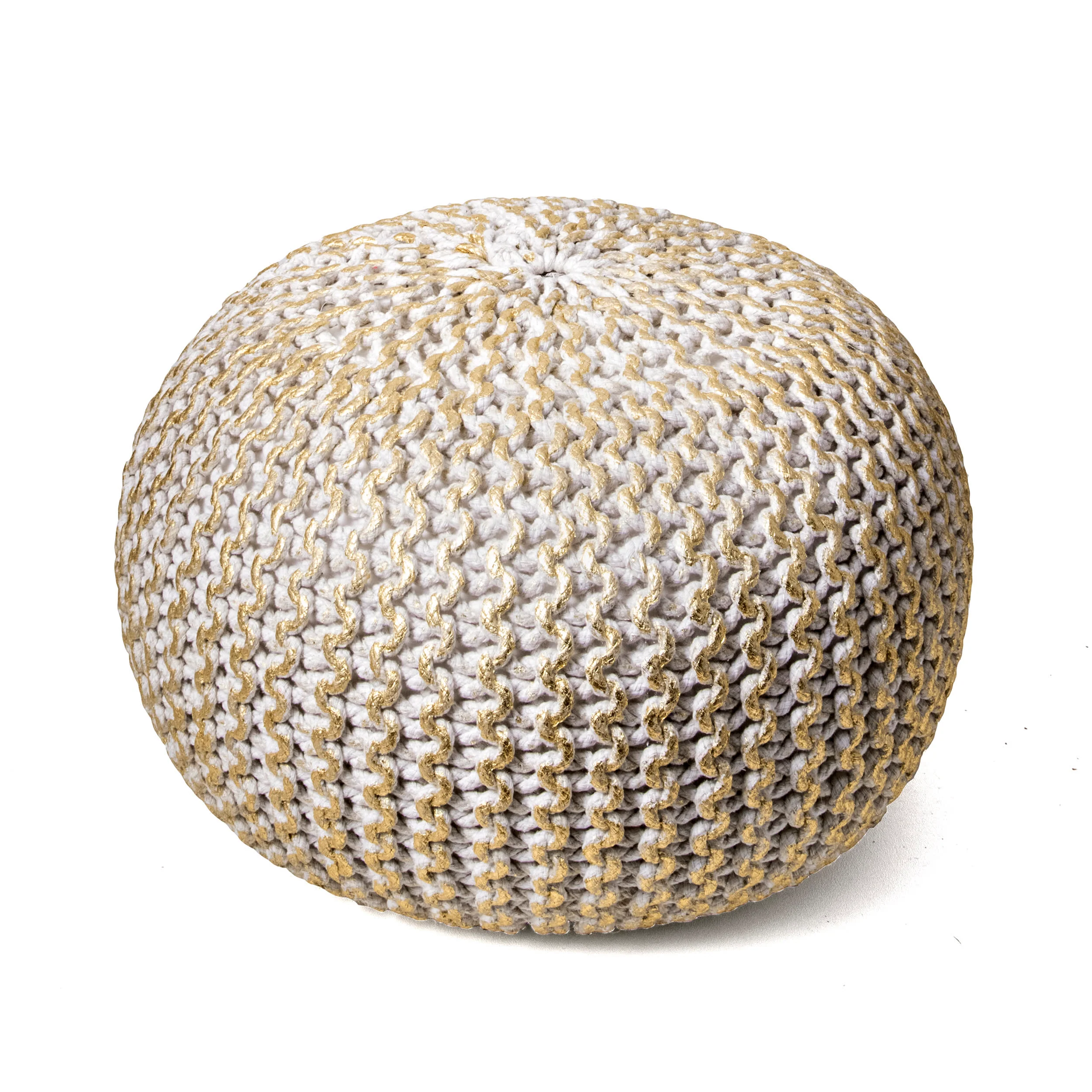 Knitted Round Pouf | Gold - Image 2