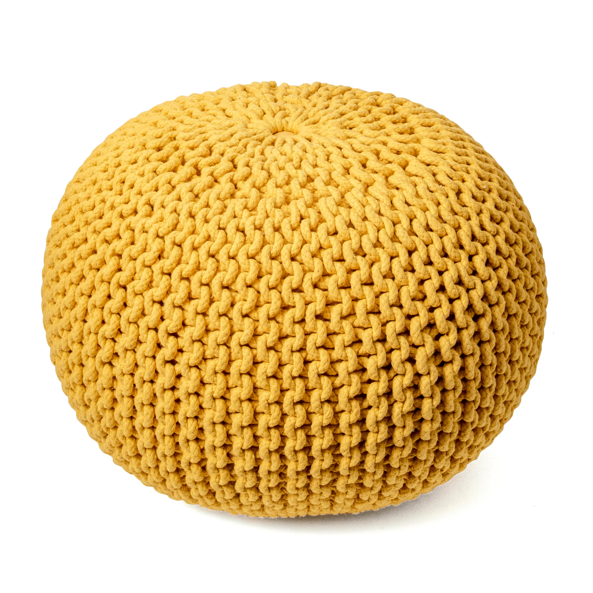 Knitted Round Pouf | Ming Yellow - Image 2