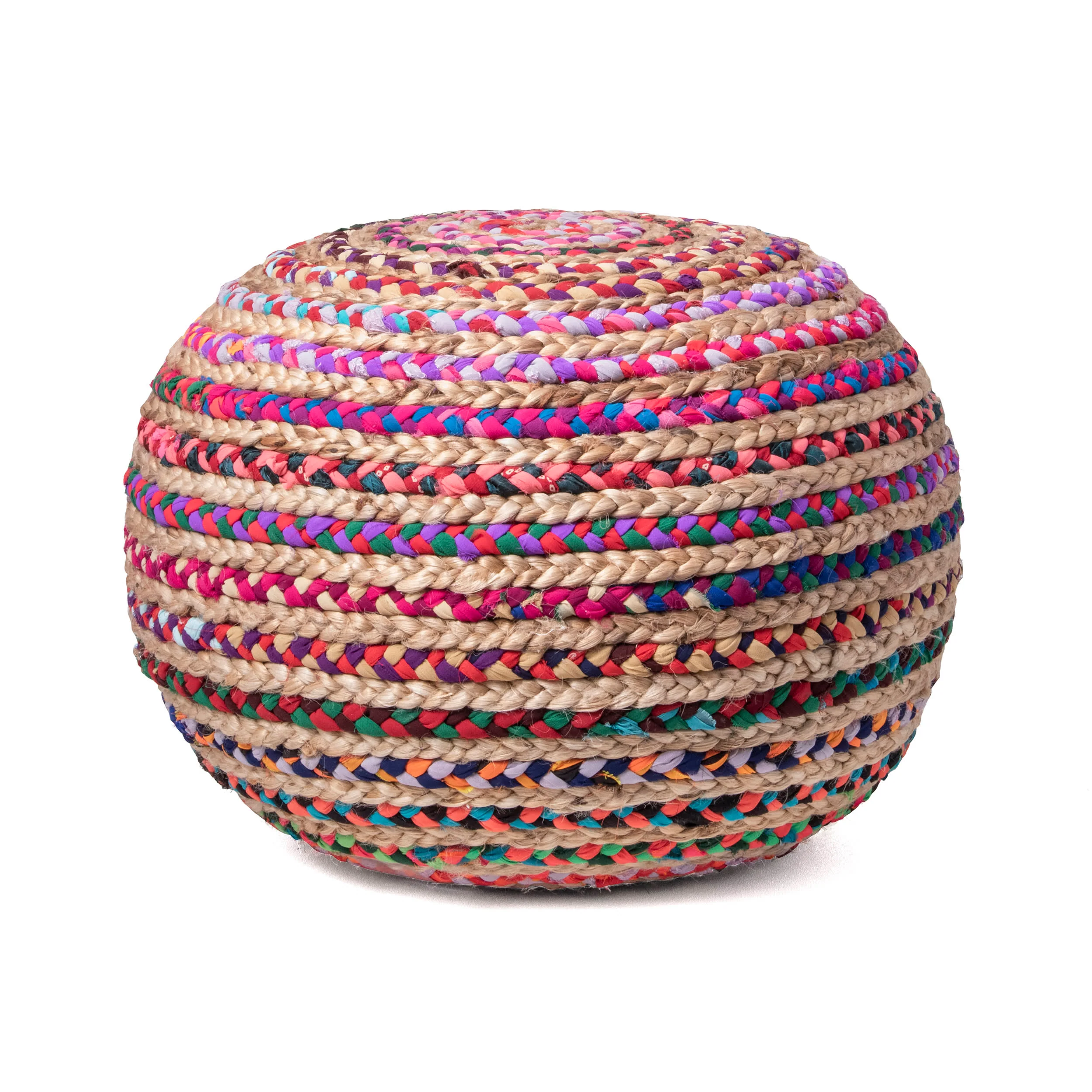 Knitted Round Pouf | Multicolor