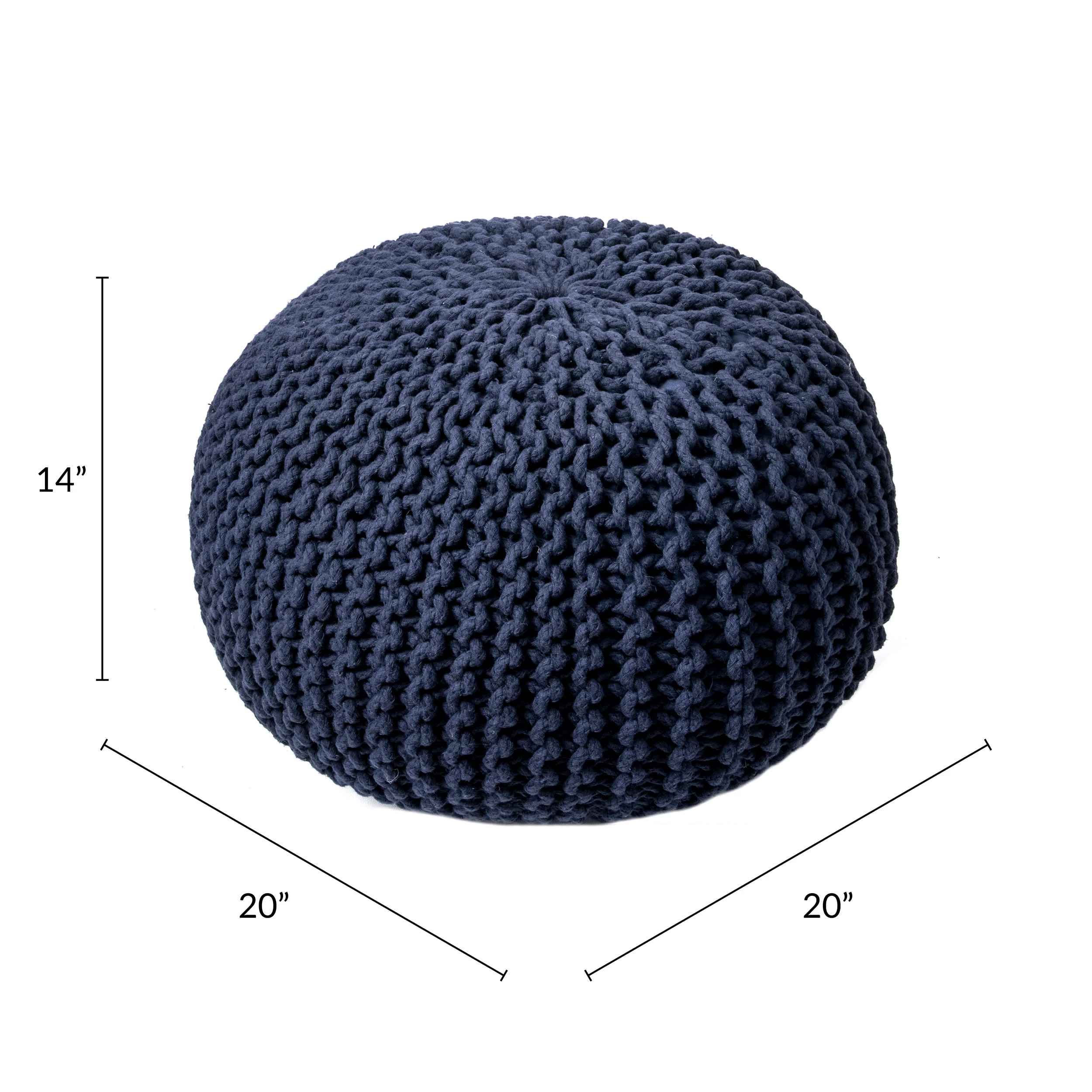 Knitted Round Pouf | Navy - Image 3