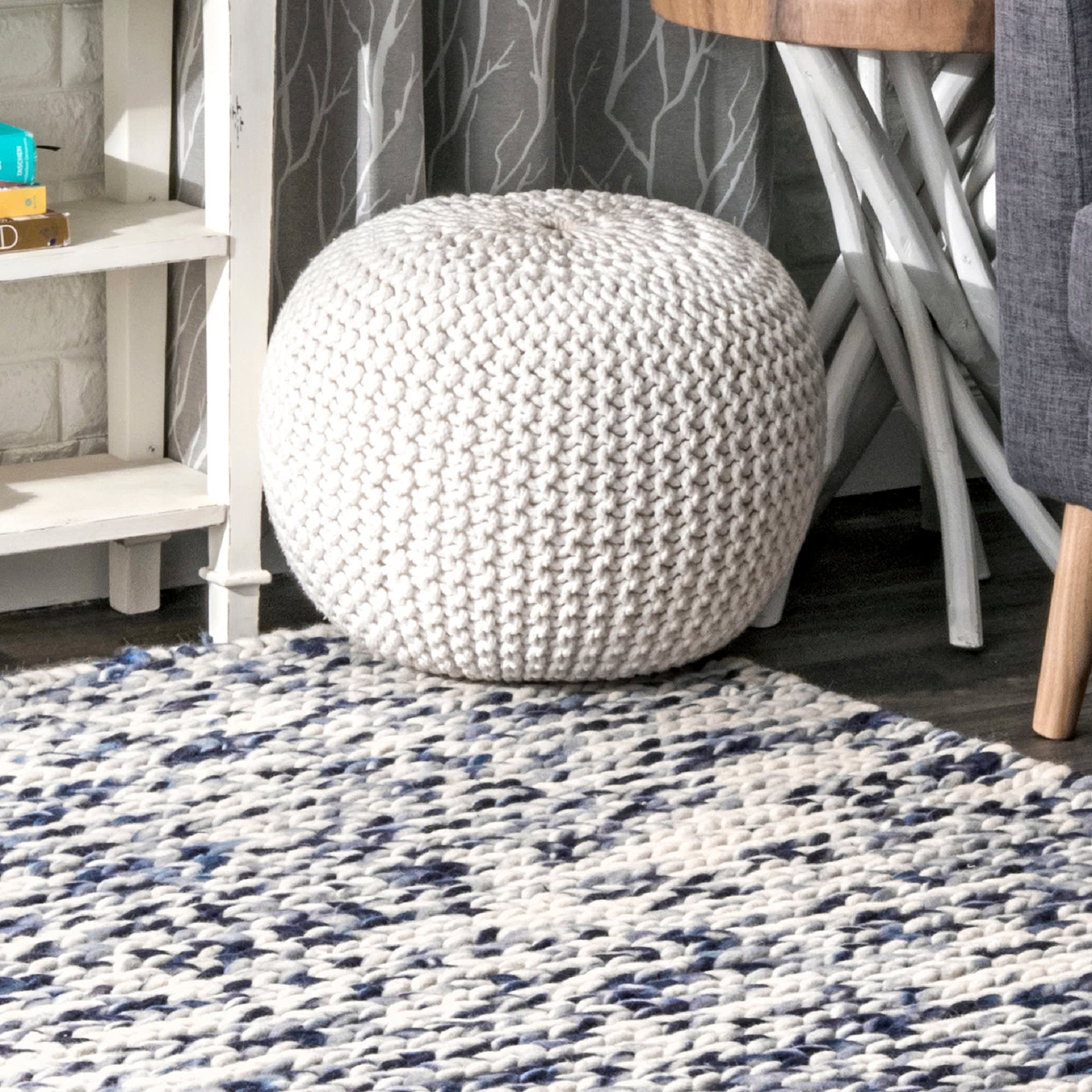 Knitted Round Pouf | White - Image 2