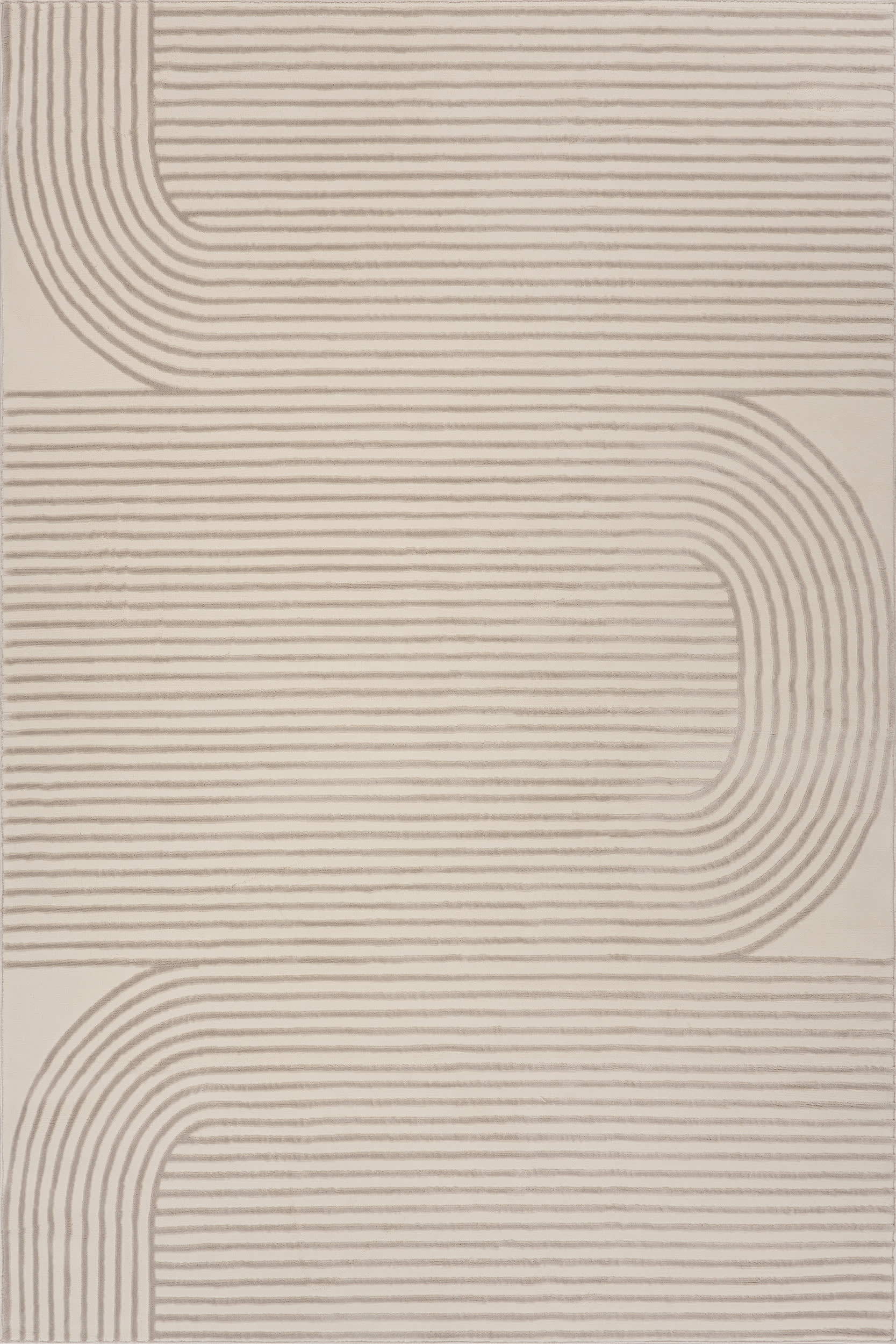 Krina Modern Abstract Plush Textured Washable Rug | Cream/Grey