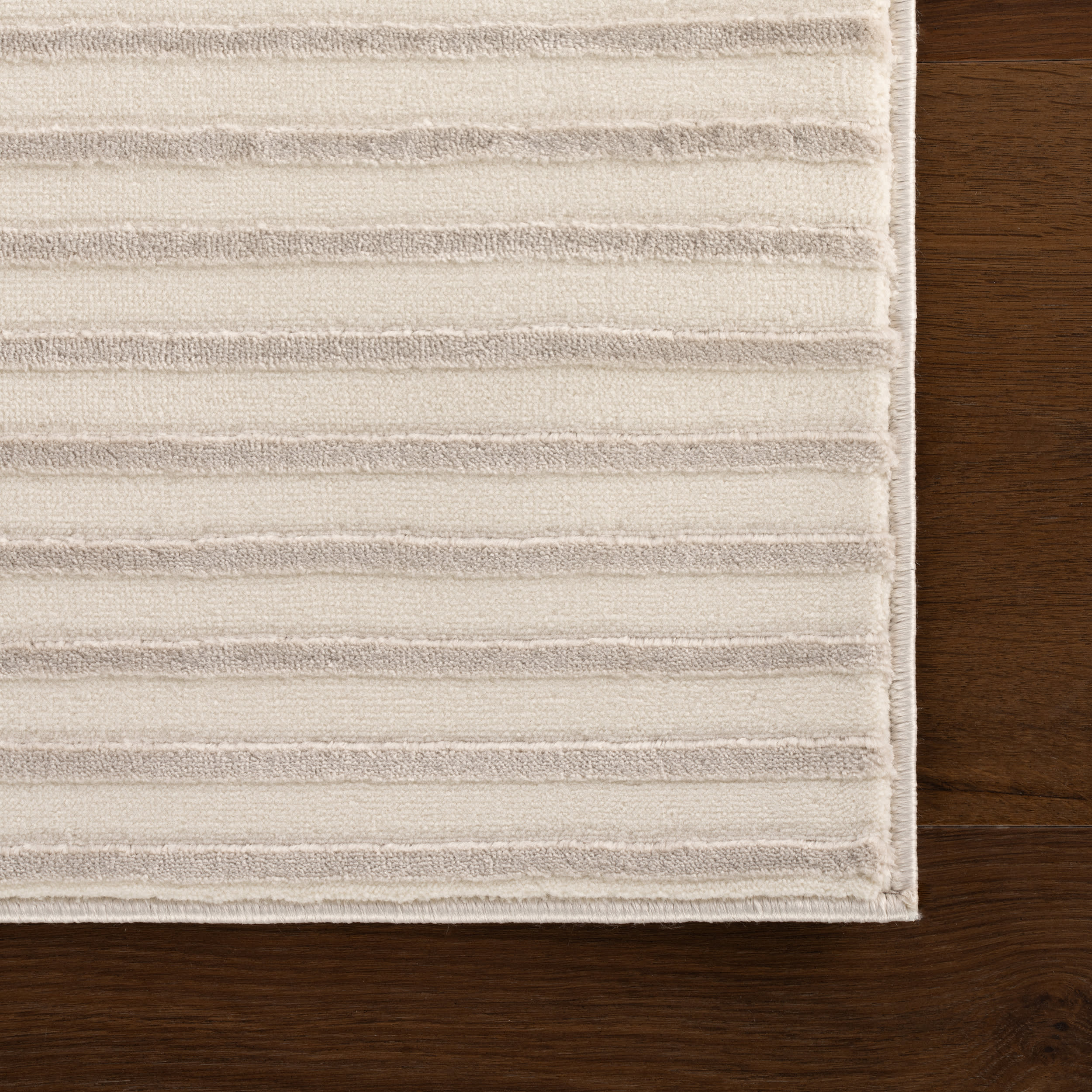 Krina Modern Abstract Plush Textured Washable Rug | Cream/Grey - Image 4