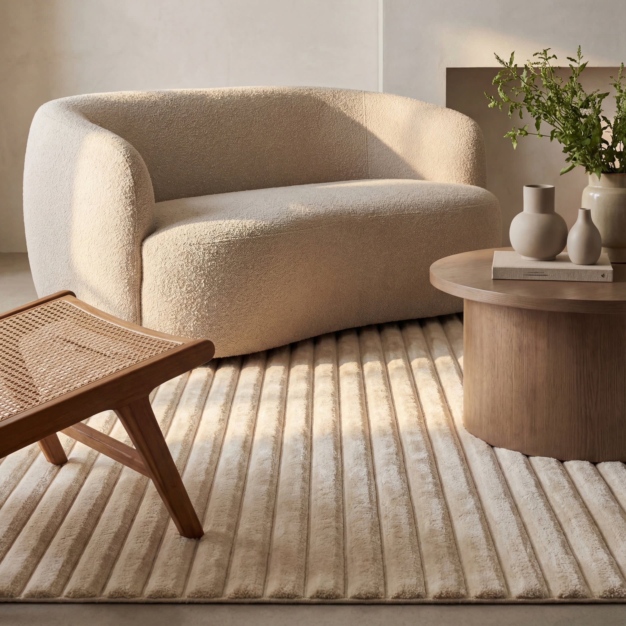 Kris Striped Plush Cloud Washable Rug | Beige - Image 4