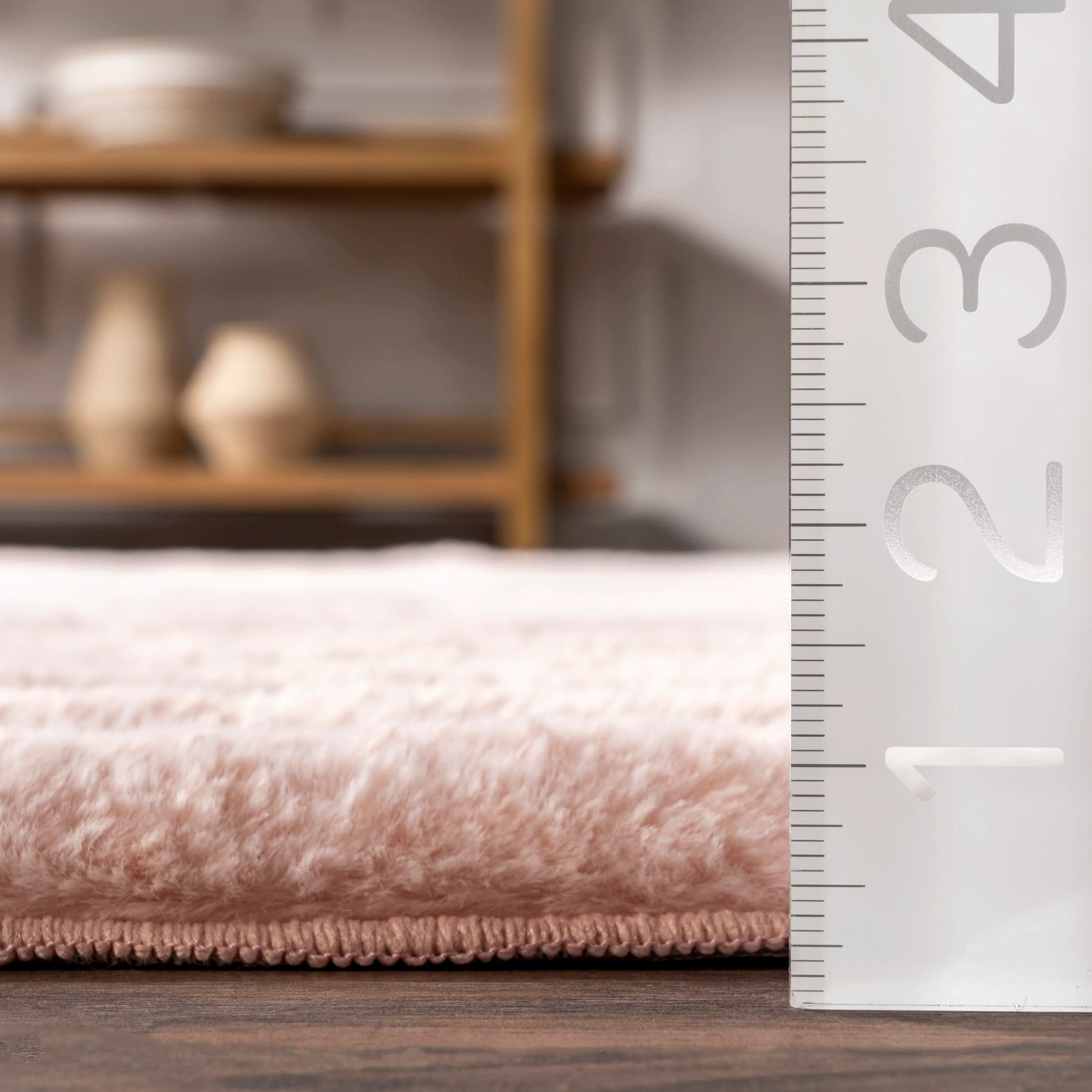 Kris Striped Plush Cloud Washable Rug | Blush - Image 5