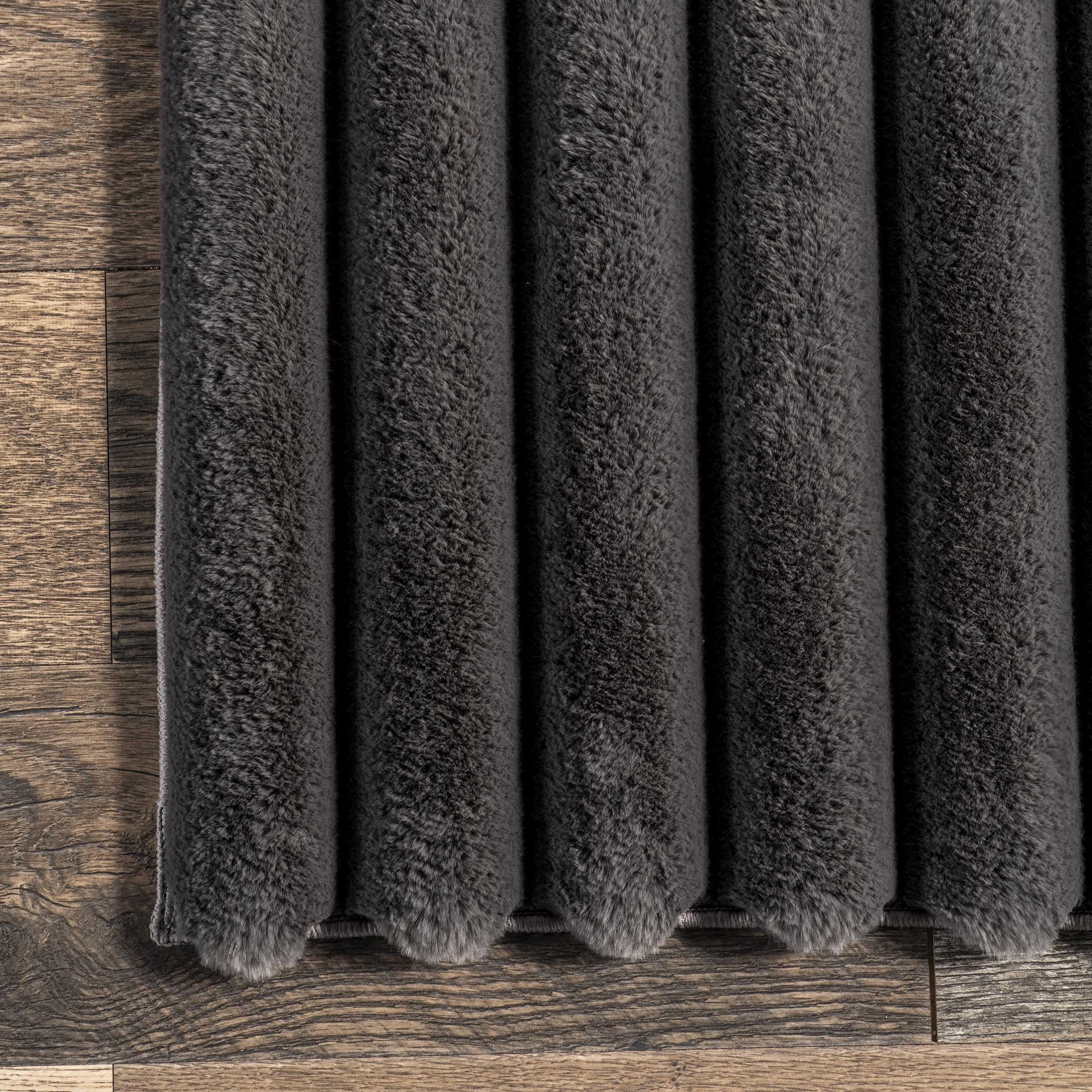 Kris Striped Plush Cloud Washable Rug | Charcoal - Image 3