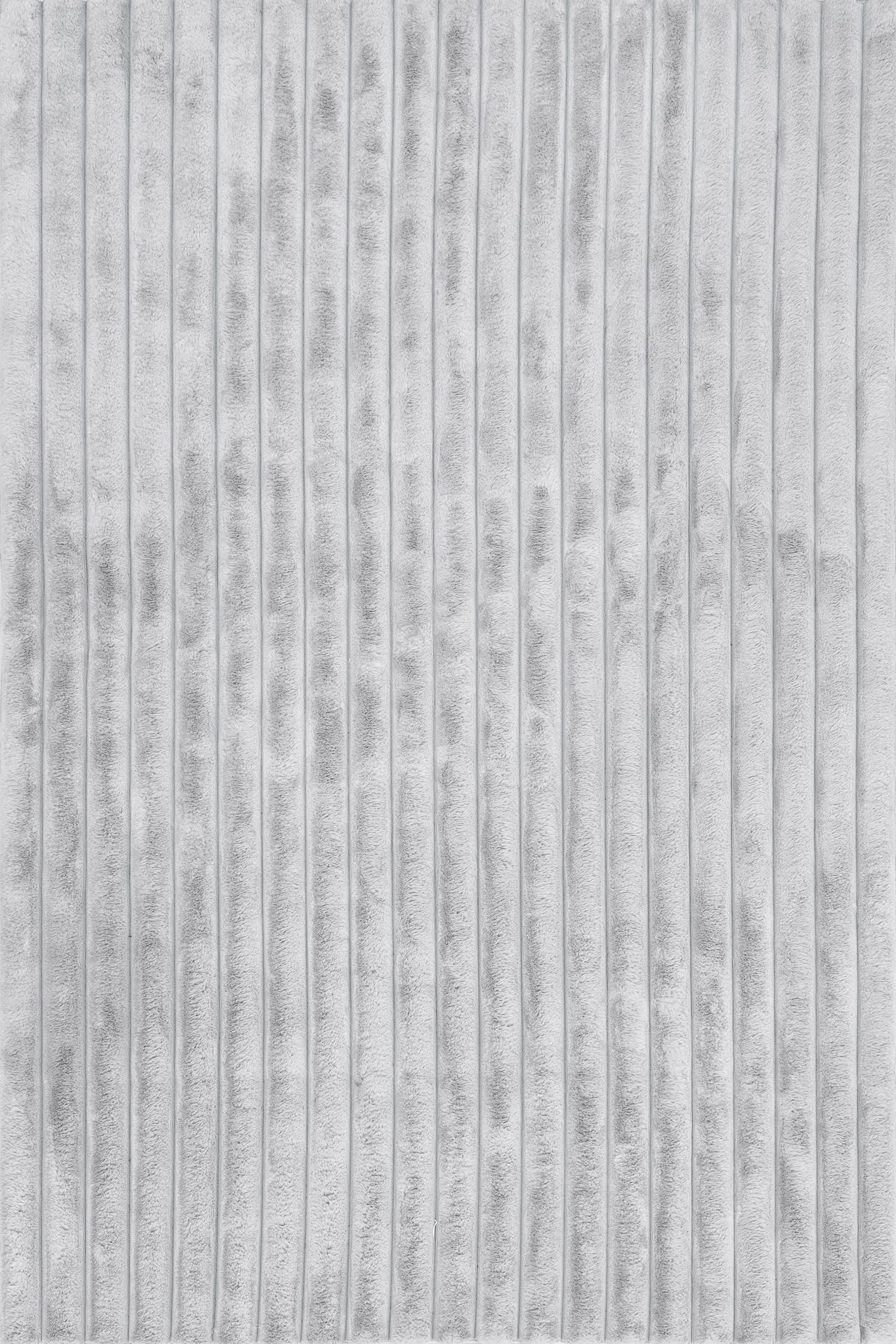 Kris Striped Plush Cloud Washable Rug | Silver