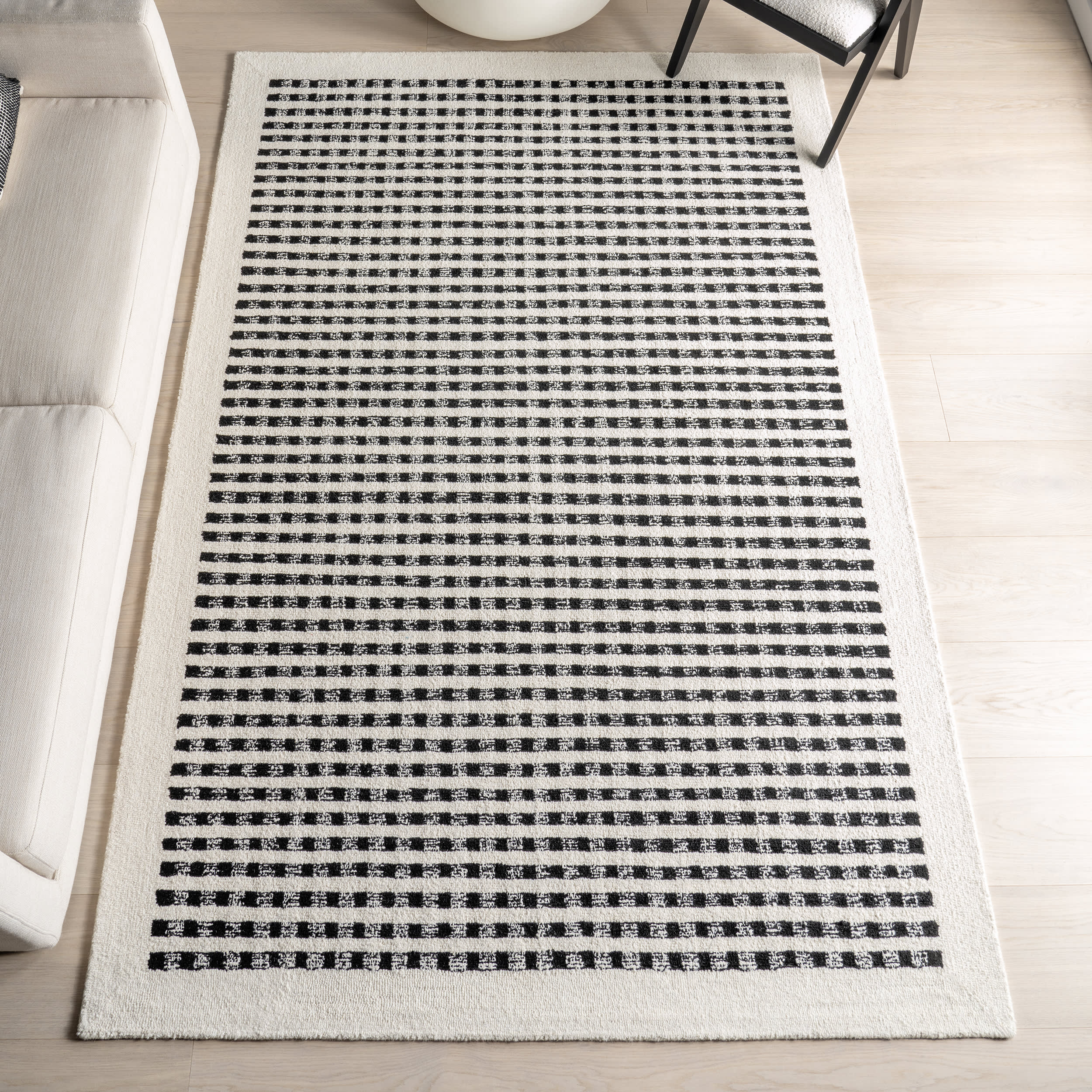Kristie Wool Striped Rug | Ivory - Image 2