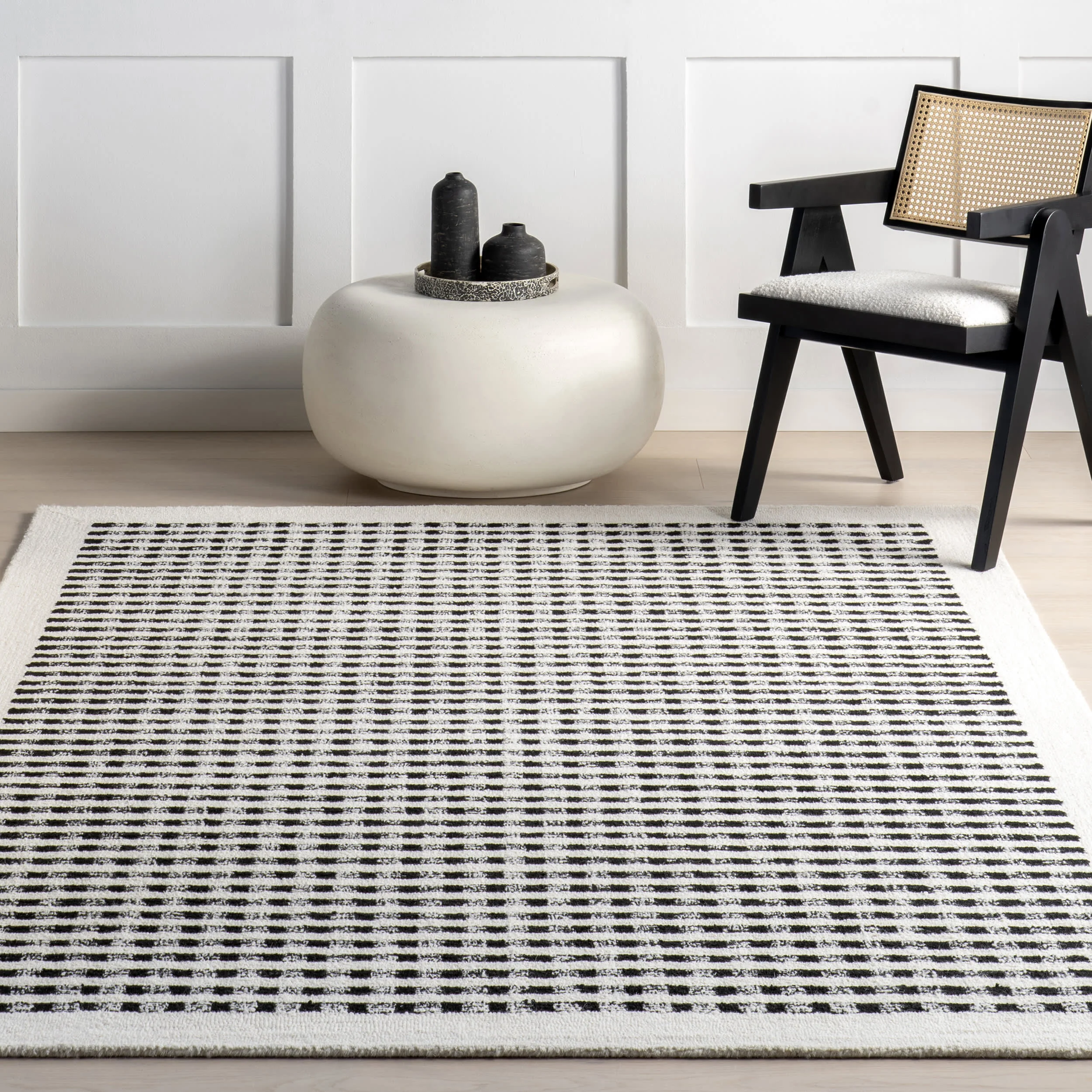 Kristie Wool Striped Rug | Ivory - Image 5