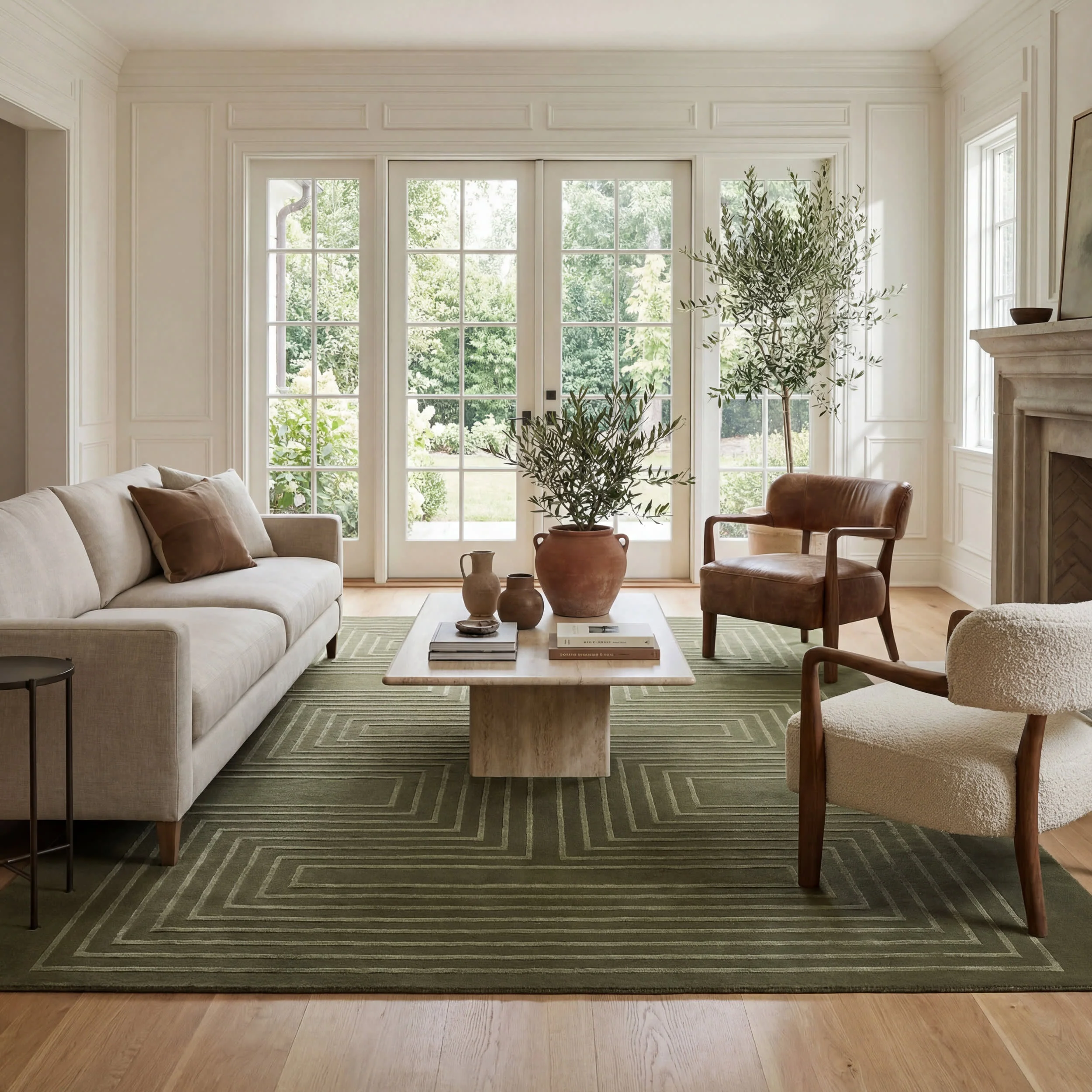 Krya Geometric Plush Textured Washable Rug | Green - Image 2