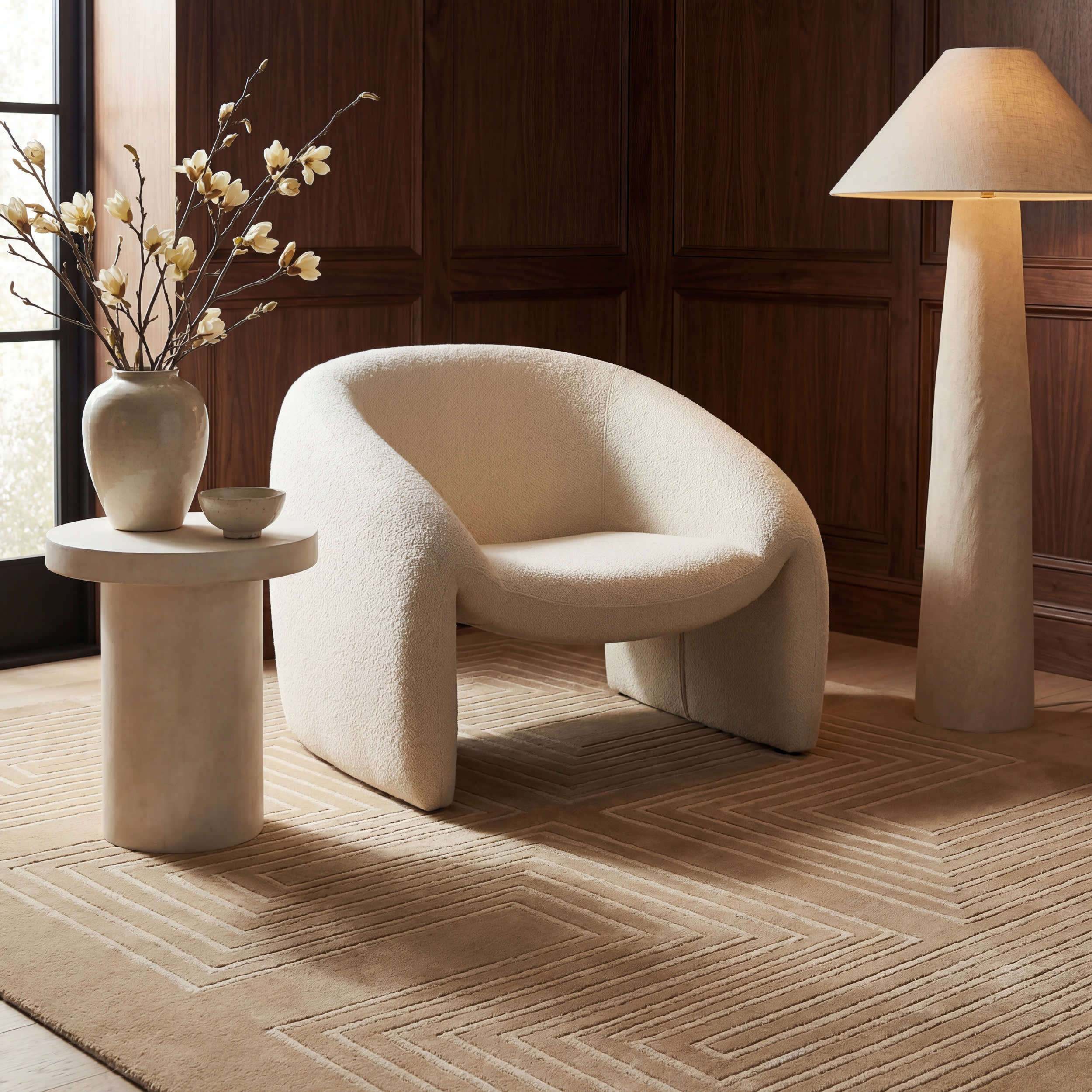 Krya Geometric Plush Textured Washable Rug | Sand - Image 5