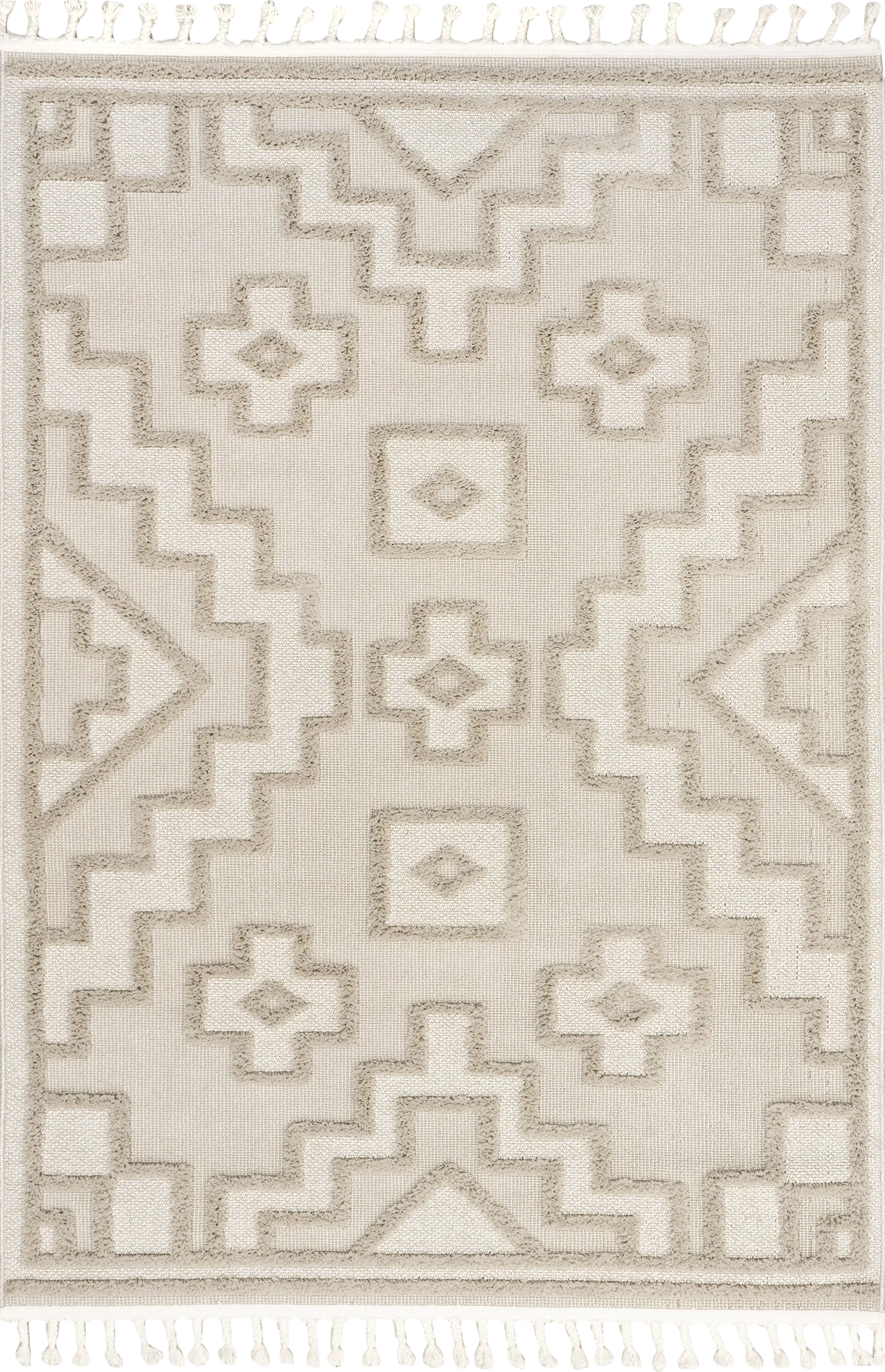 Lacee Moroccan Tasseled Rug | Beige