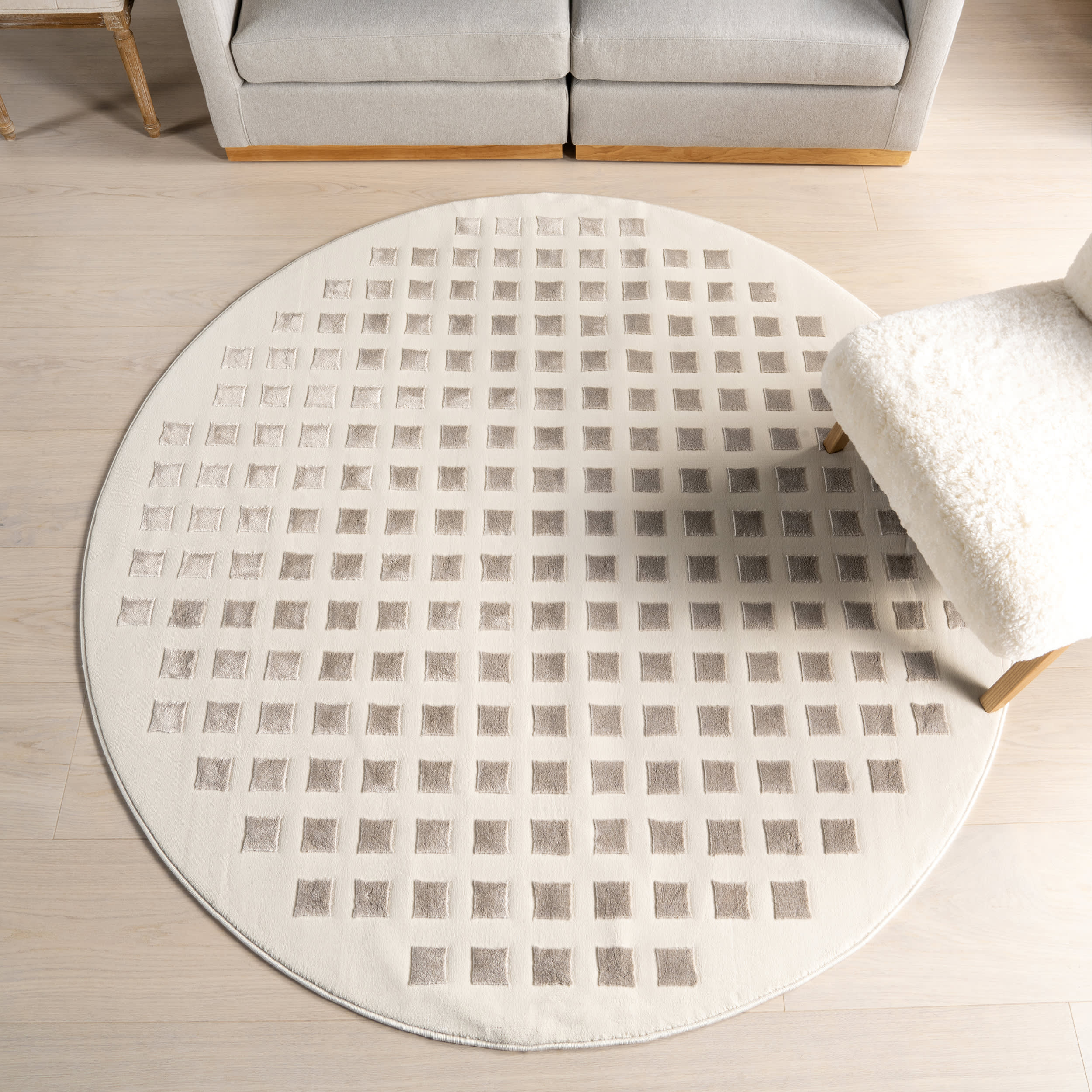 Lambertville Plush Textured Washable Rug | Cream/Grey - Image 2