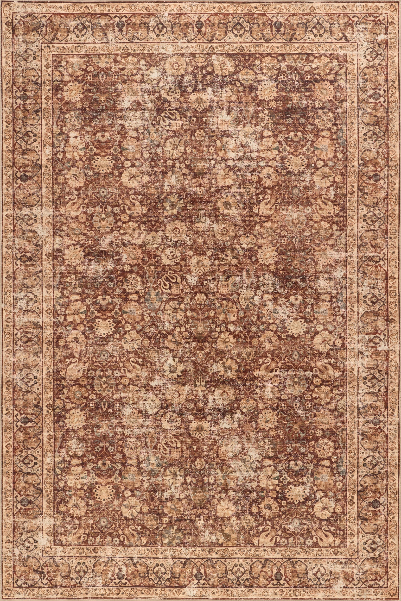 Larissa Abstract Washable Rug | Brick