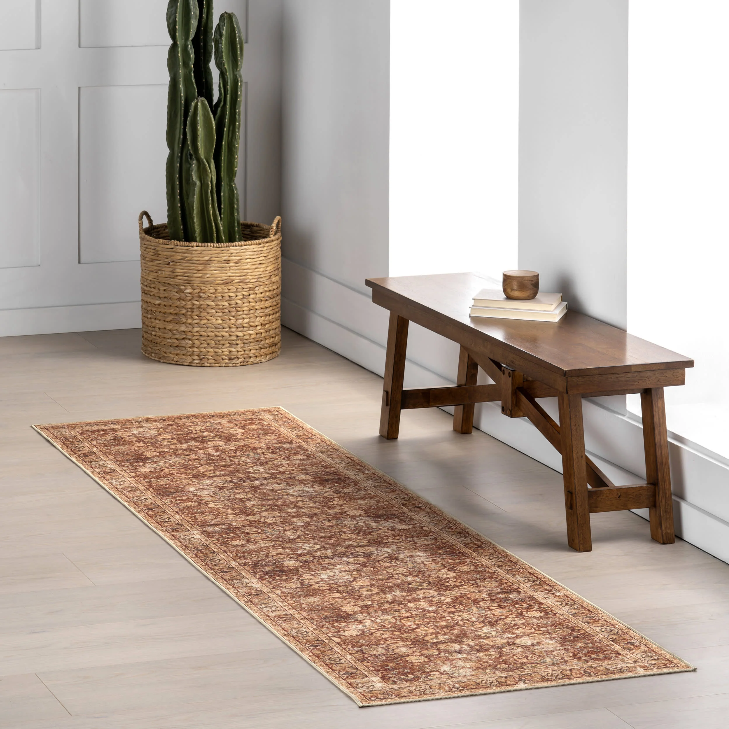 Larissa Abstract Washable Rug | Brick - Image 2