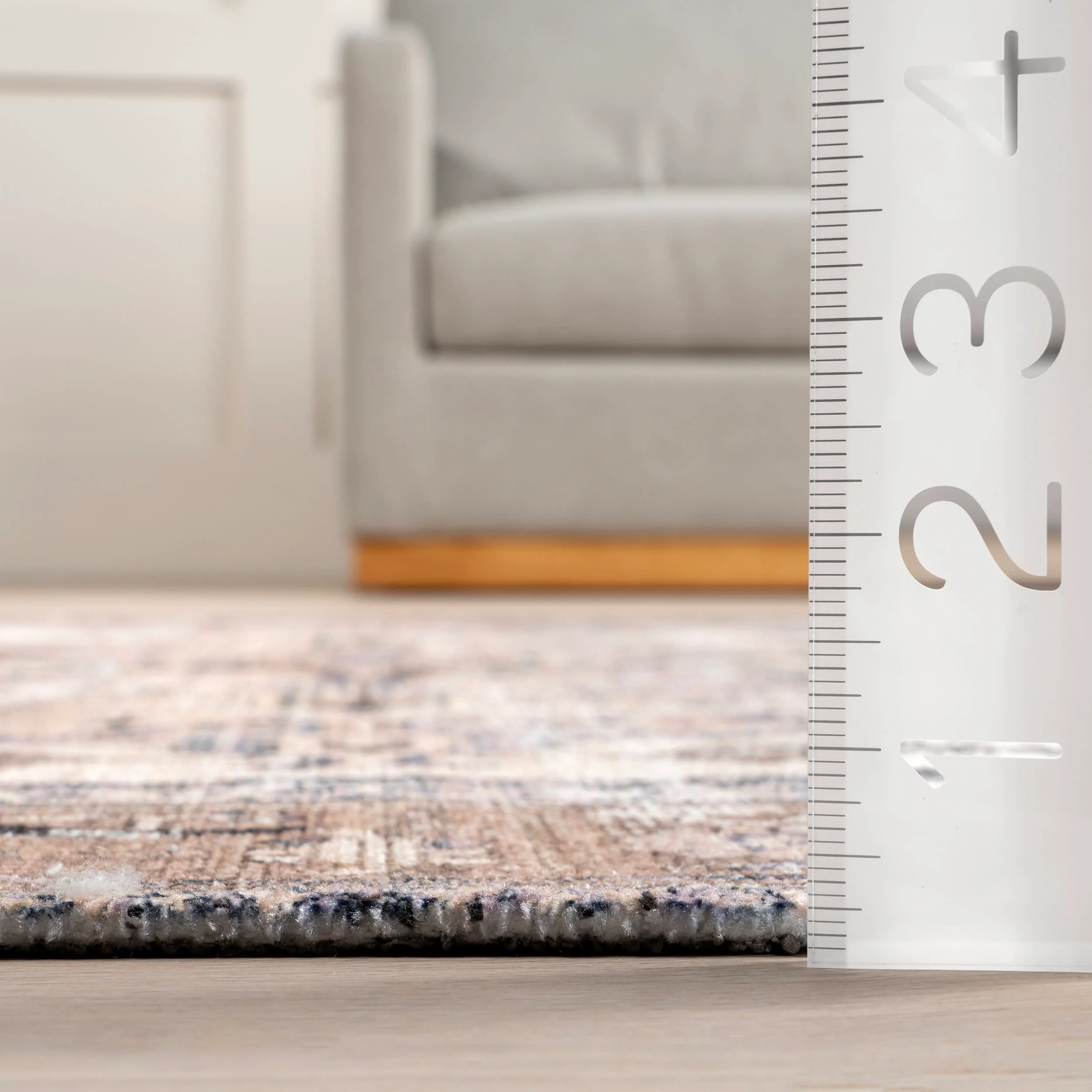 Larkspur Fringed Washable Rug | Light Brown - Image 4