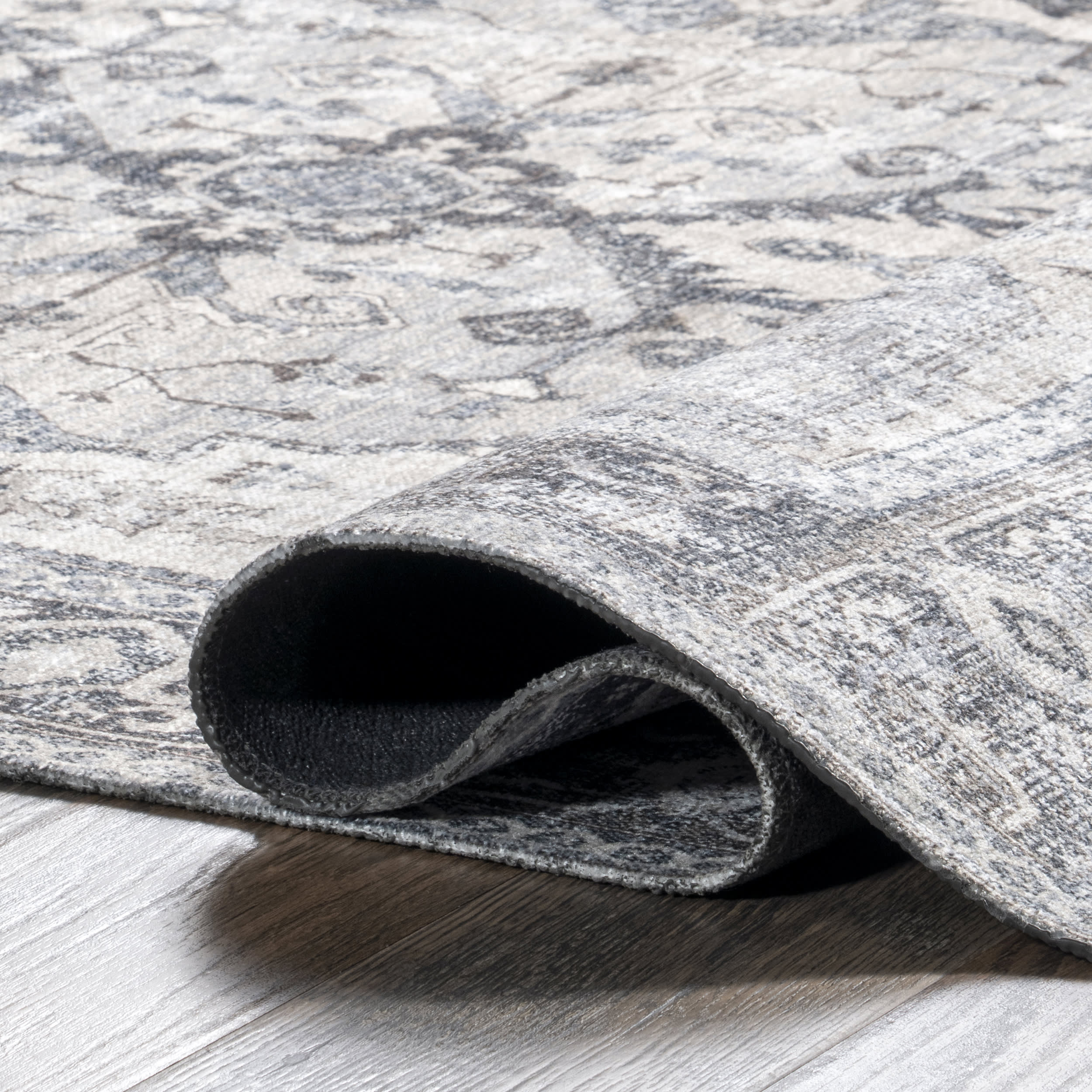 Larkspur Fringed Washable Rug | Light Grey - Image 7