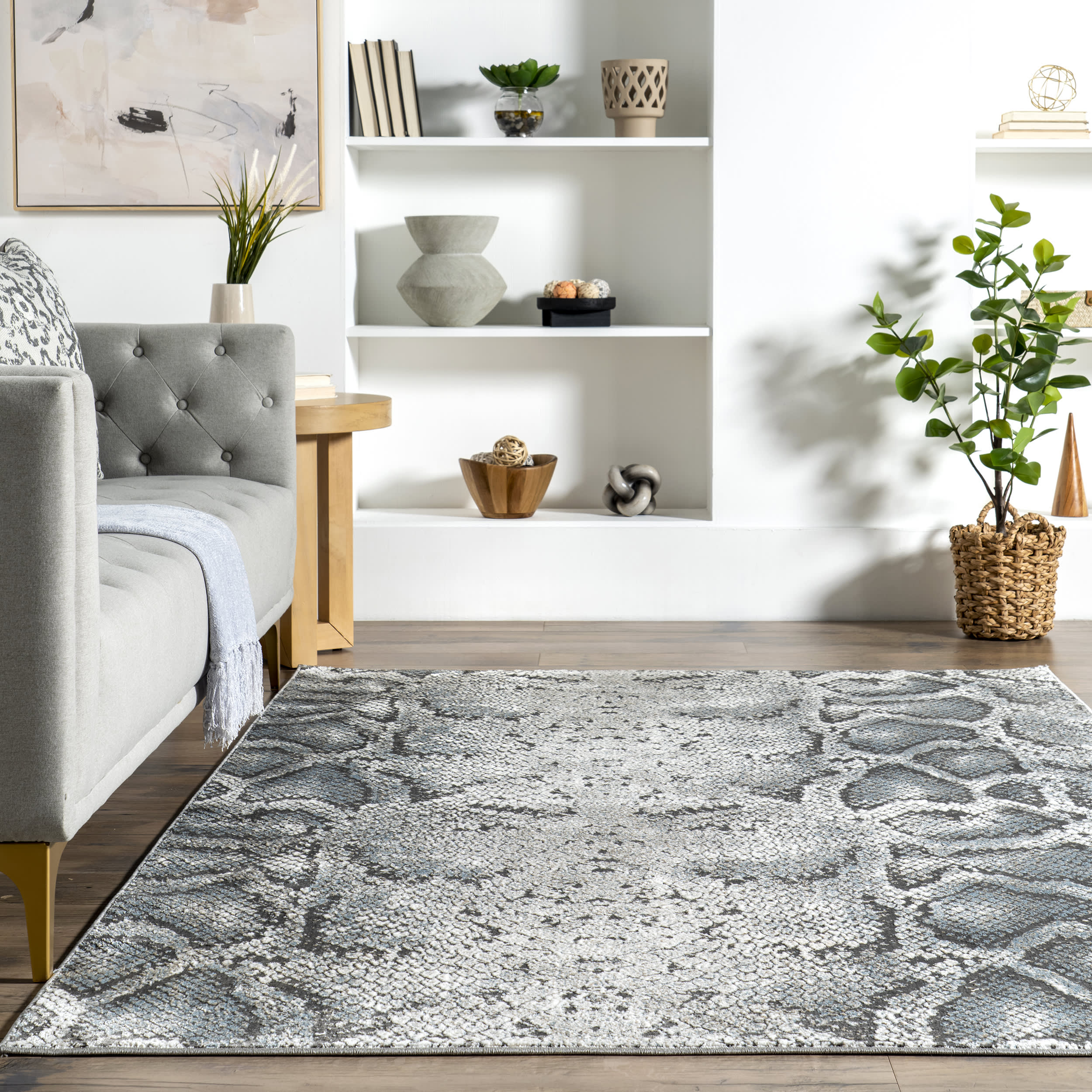 Larsa Snake Banded Rug | Grey - Image 4
