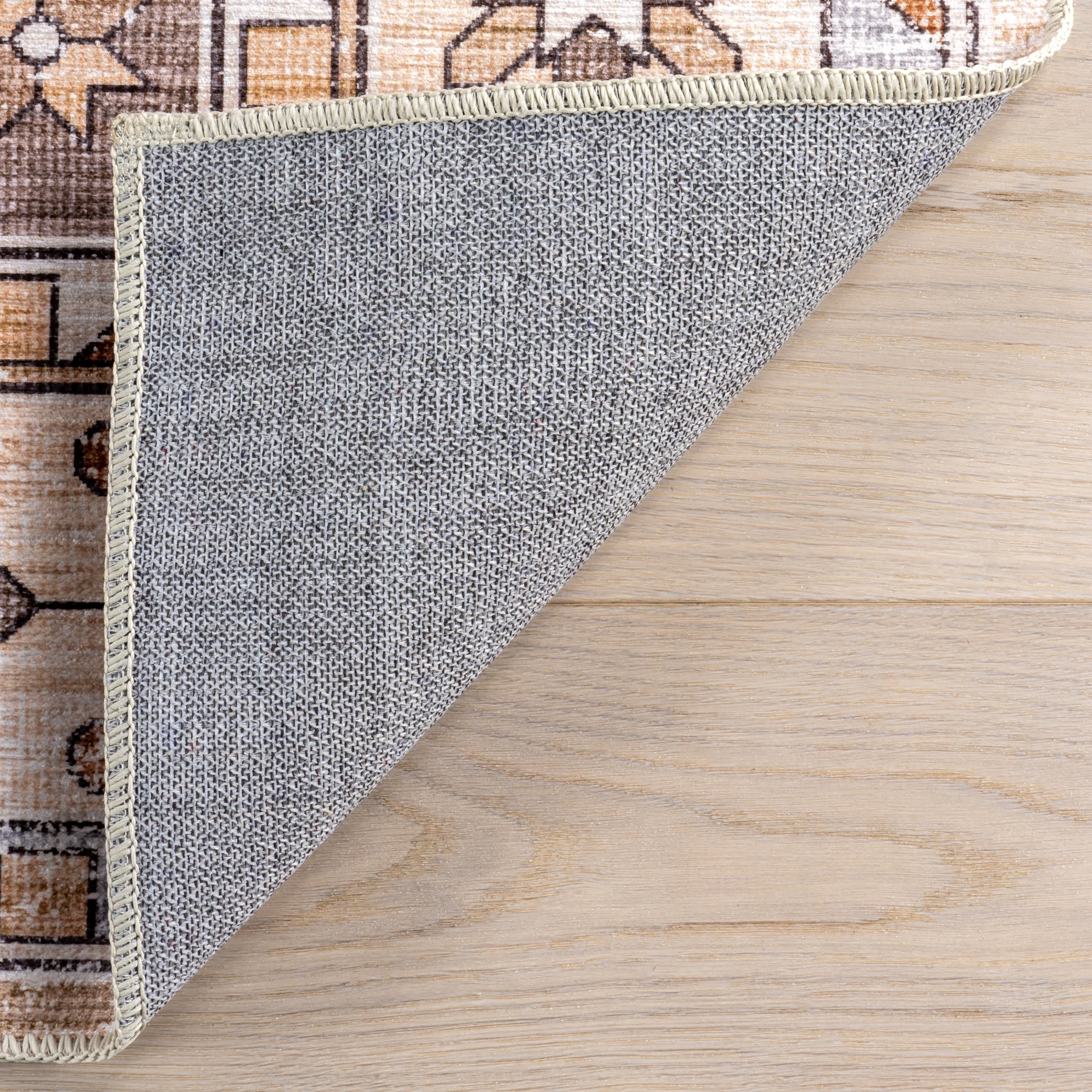 Laurel Medallion Spill Proof Washable Rug | Sand - Image 7