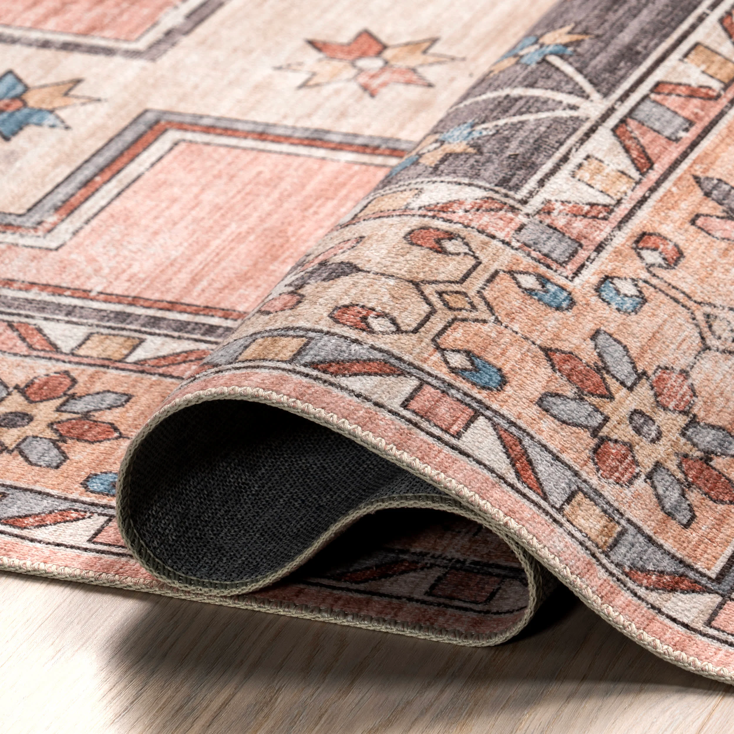 Laurel Medallion Washable Rug | Blush - Image 6